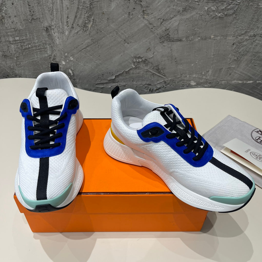 HEROS SNEAKERS WHITE MIX COBALT GOATSKIN