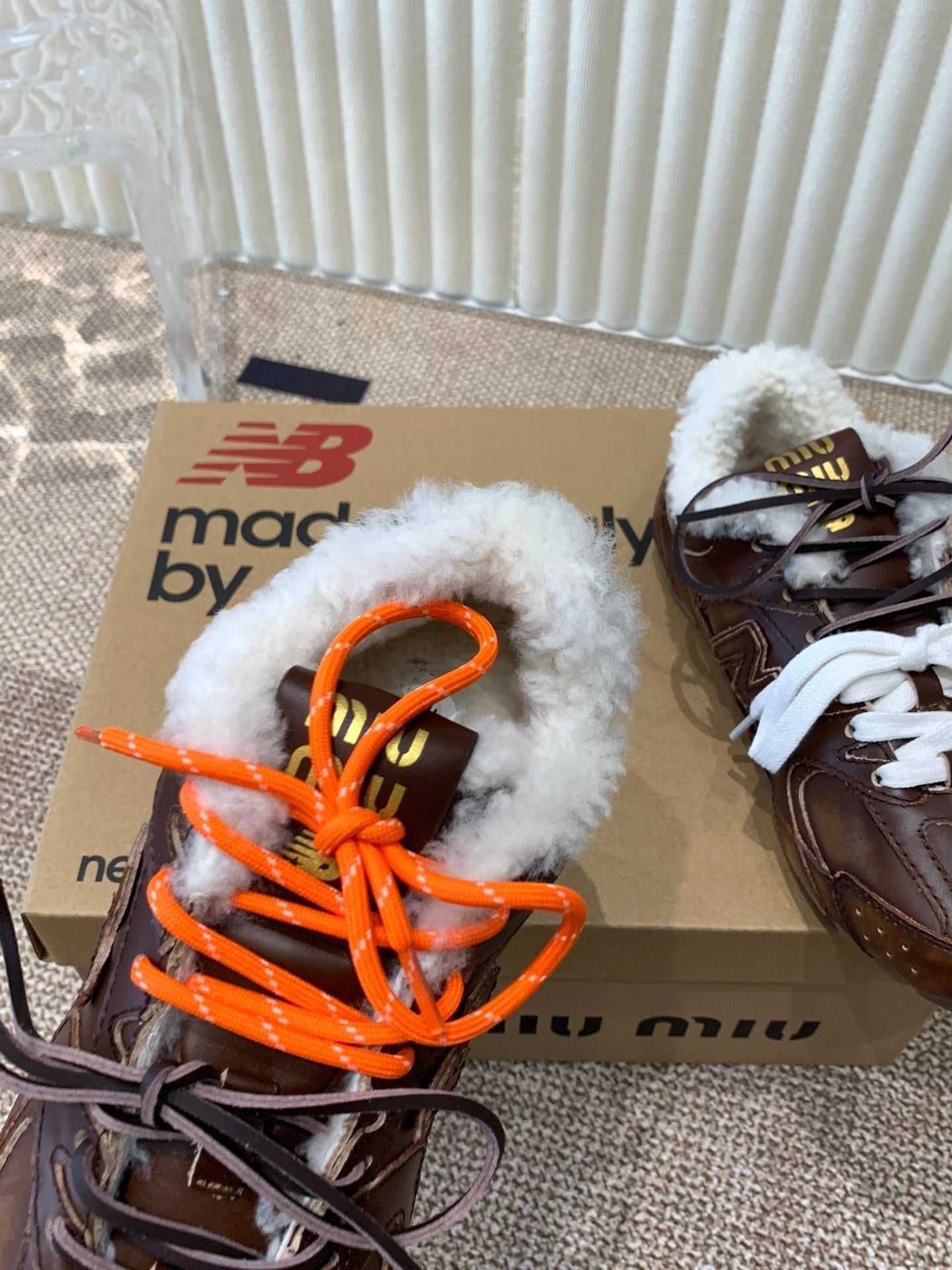 Miu x Balance Sneakers Chocolate Brown Cowhide