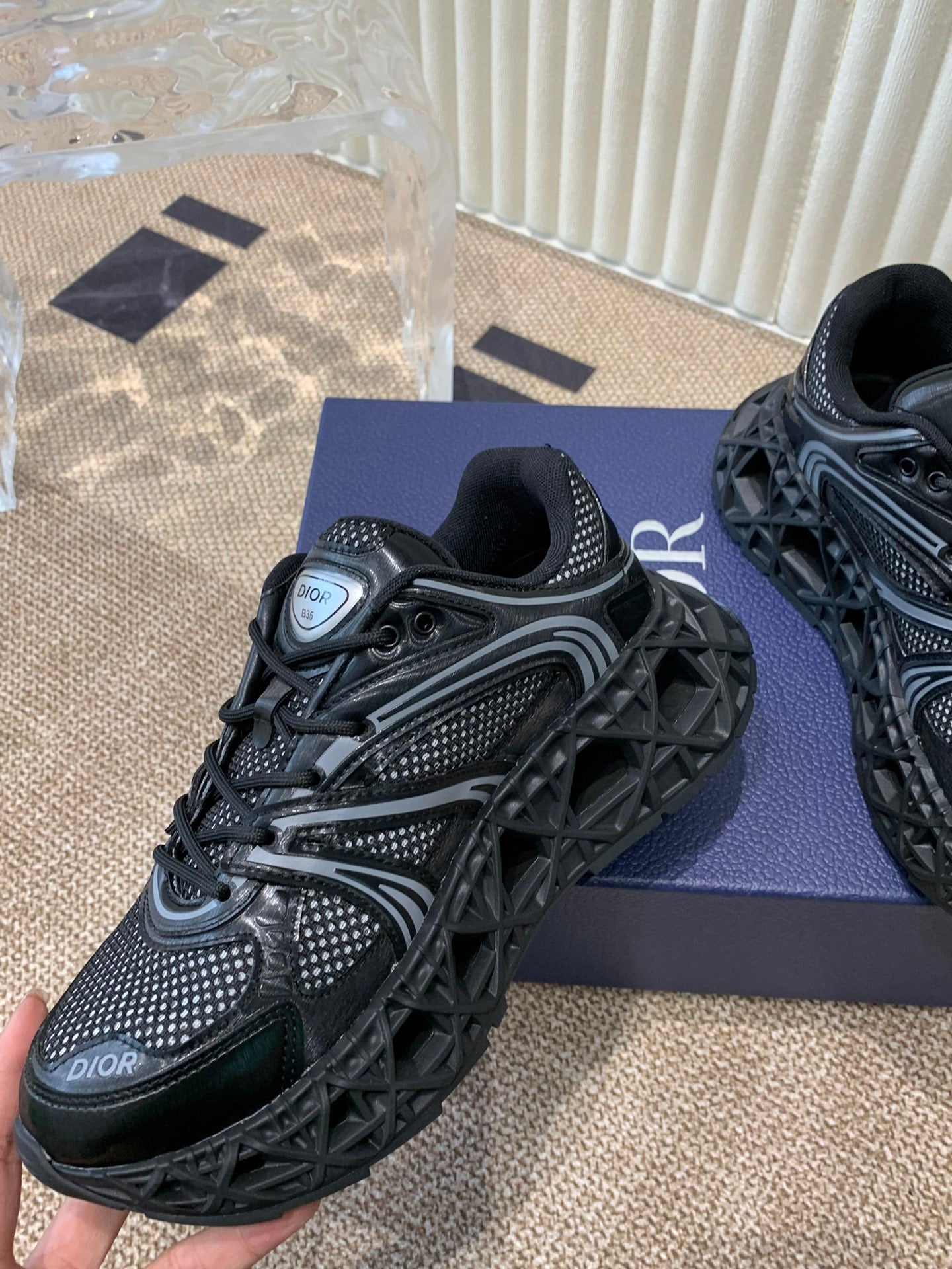 CD Sneaker B35 In Black Calfskin And Fabric 113123