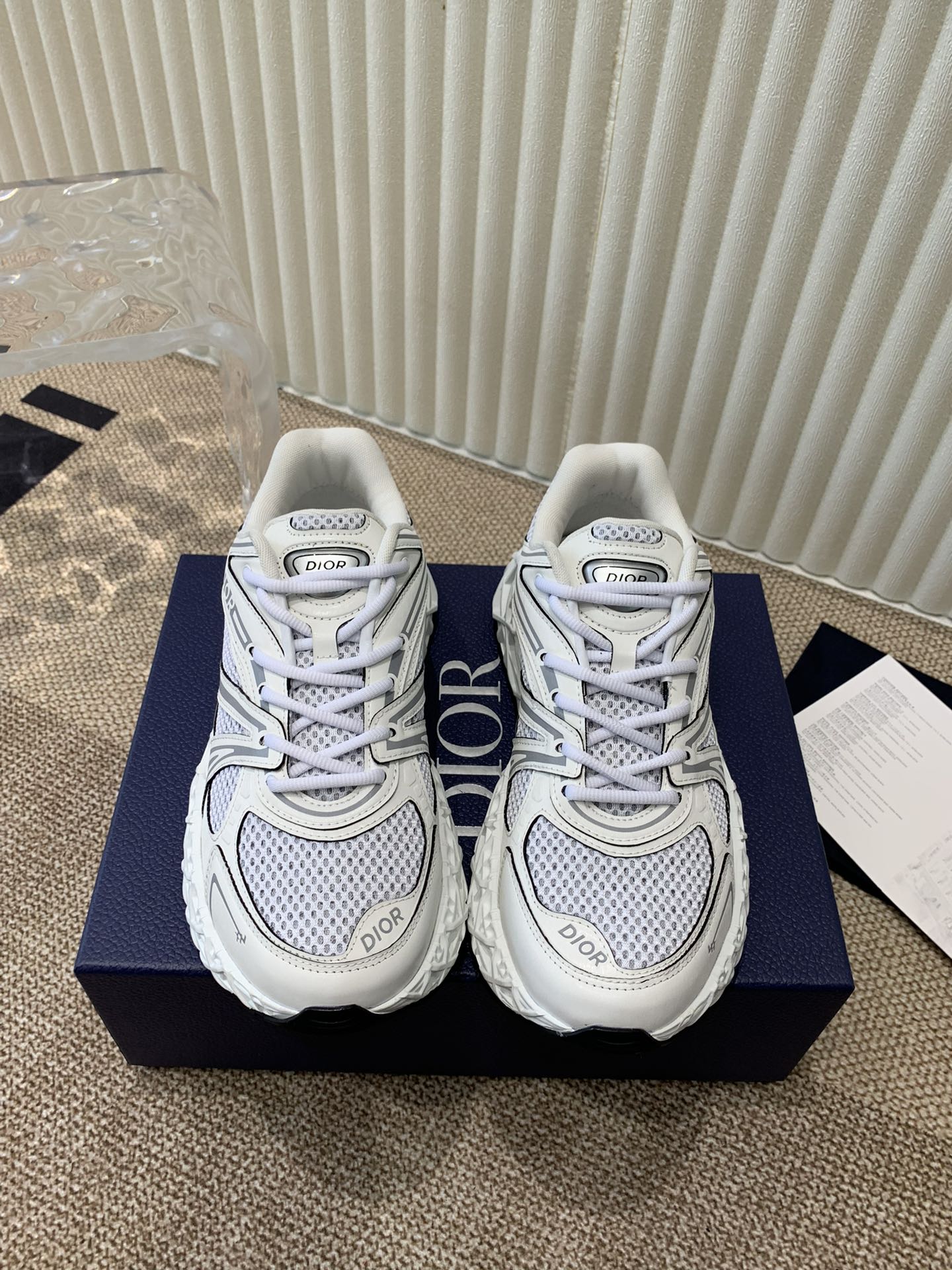 CD Sneaker B35 In White Mix Ivory White Calfskin And Fabric 113127