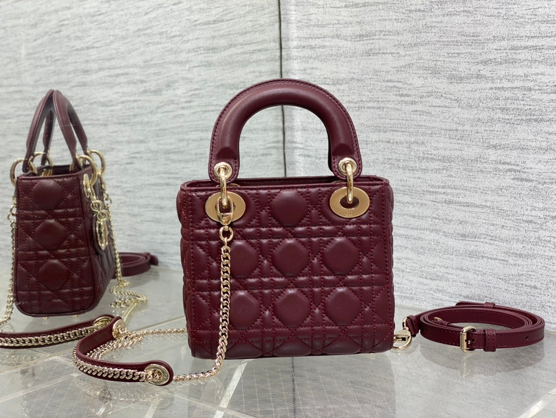 mini lady 17 wine lambskin