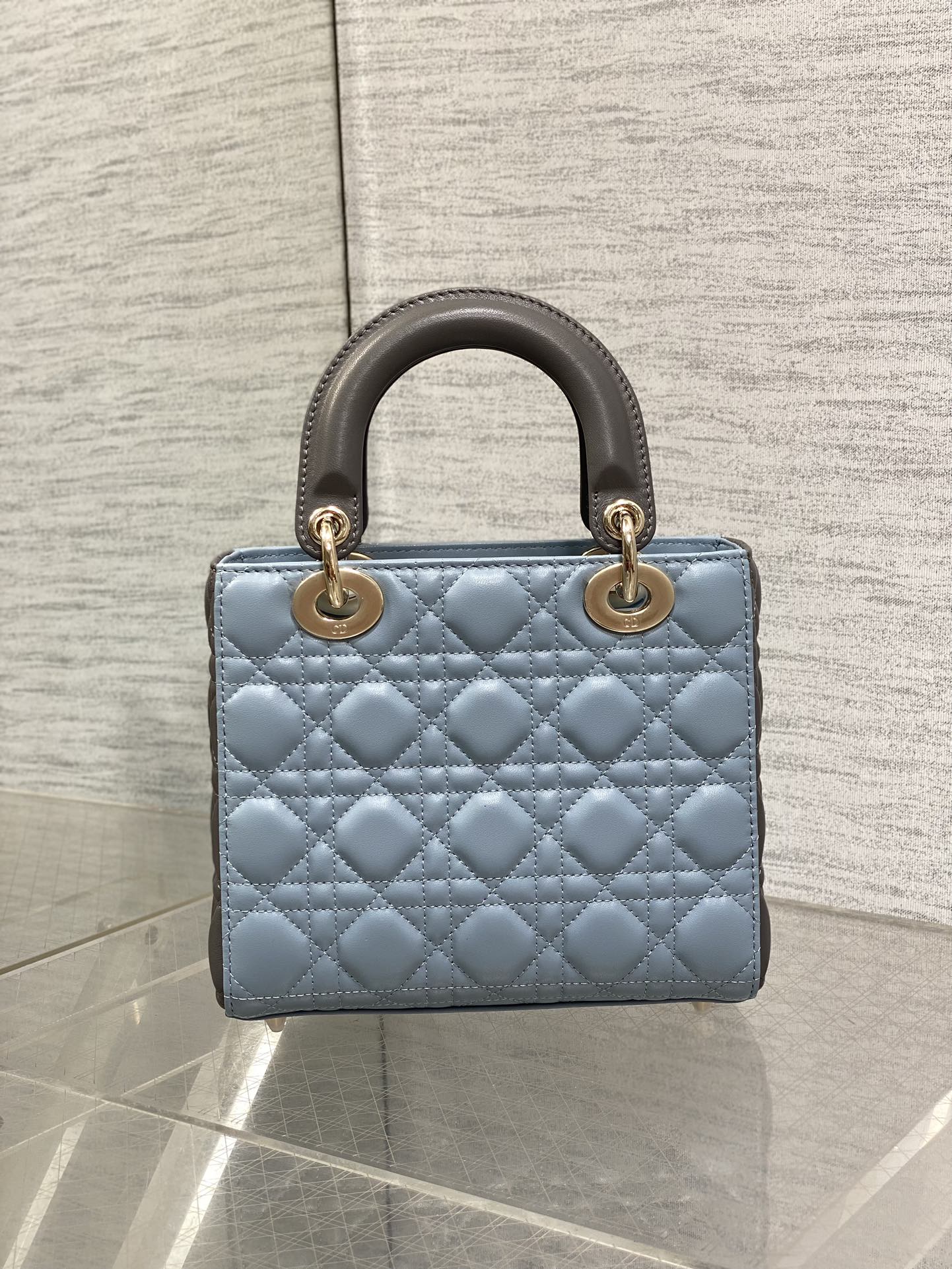 CD Lady Dior Bag Blue Grey Sheepskin 214235