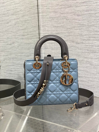 CD Lady Dior Bag Blue Grey Sheepskin 214235