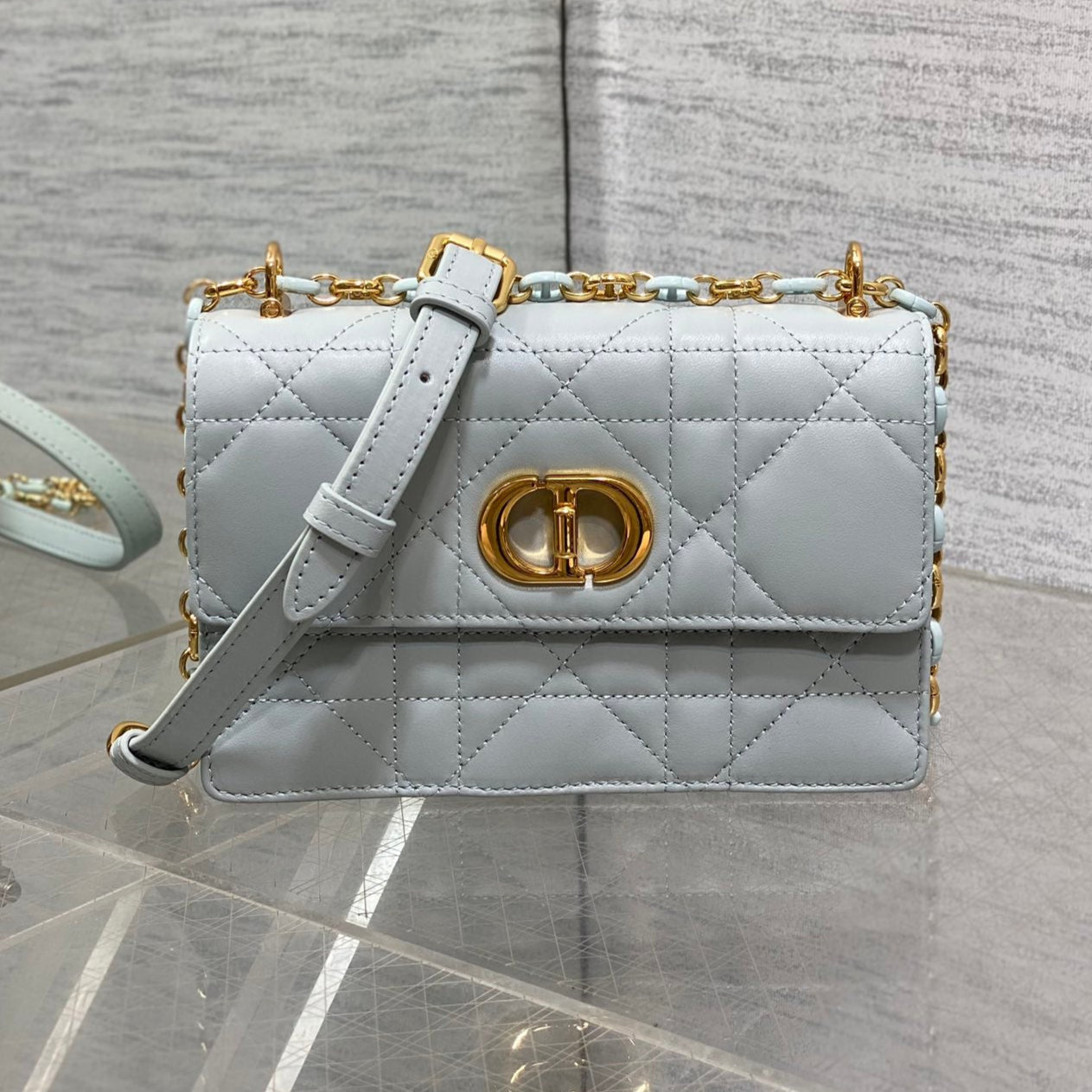 CD Miss Caro 17 Bag Light Blue Calfskin 226496