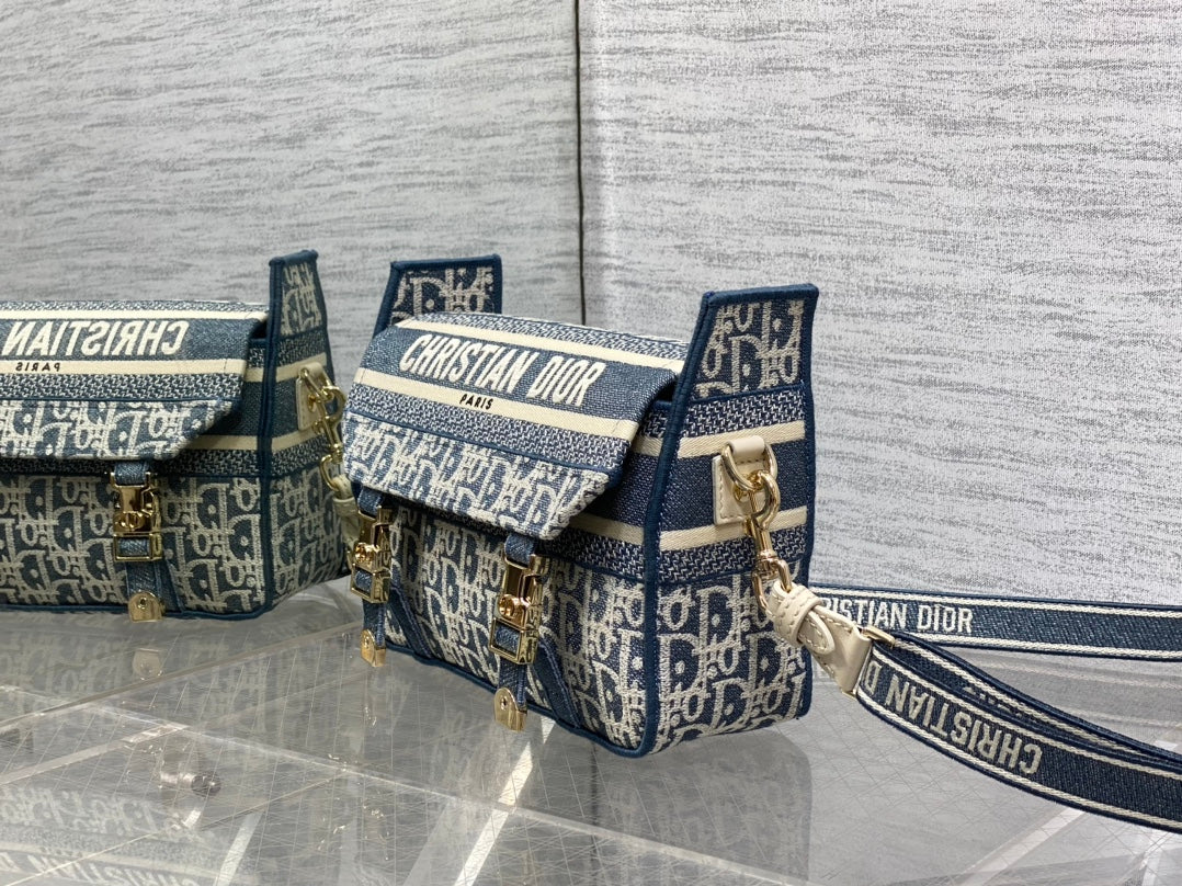 CD Small Diorcamp Bag 23 Blue White Denim