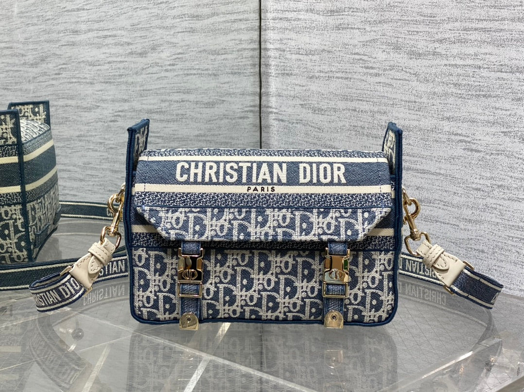 CD Small Diorcamp Bag 23 Blue White Denim