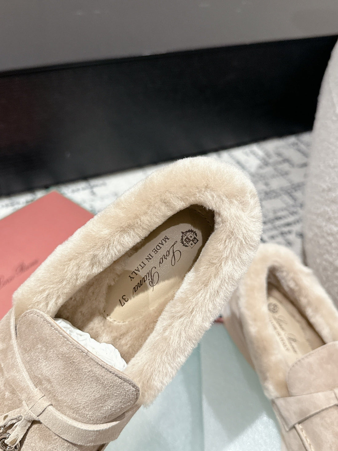 LP Summer Charms Walk Loafers In Light Brown Beige Suede With Rabbit Fur Lining  985651