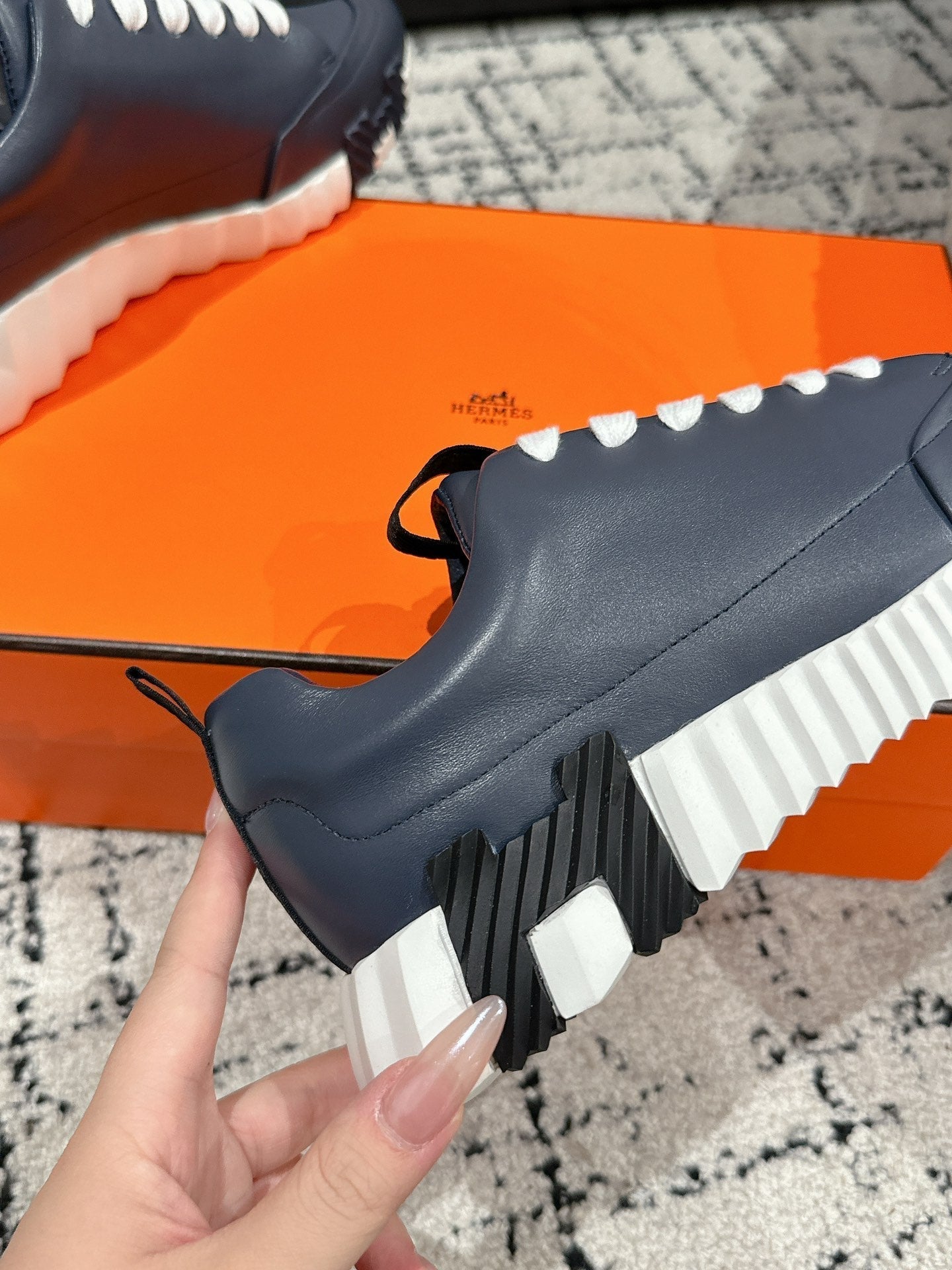 HM Jump Sneaker In Charcoal Blue Cowhide 985309