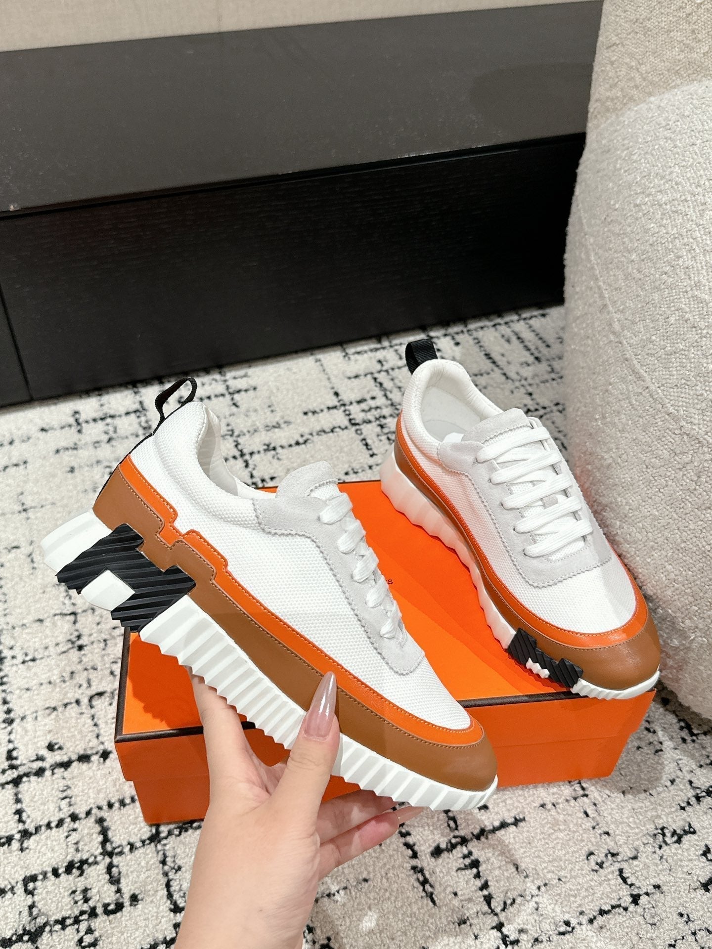 HM Sneaker In White Mesh Fabric 985319