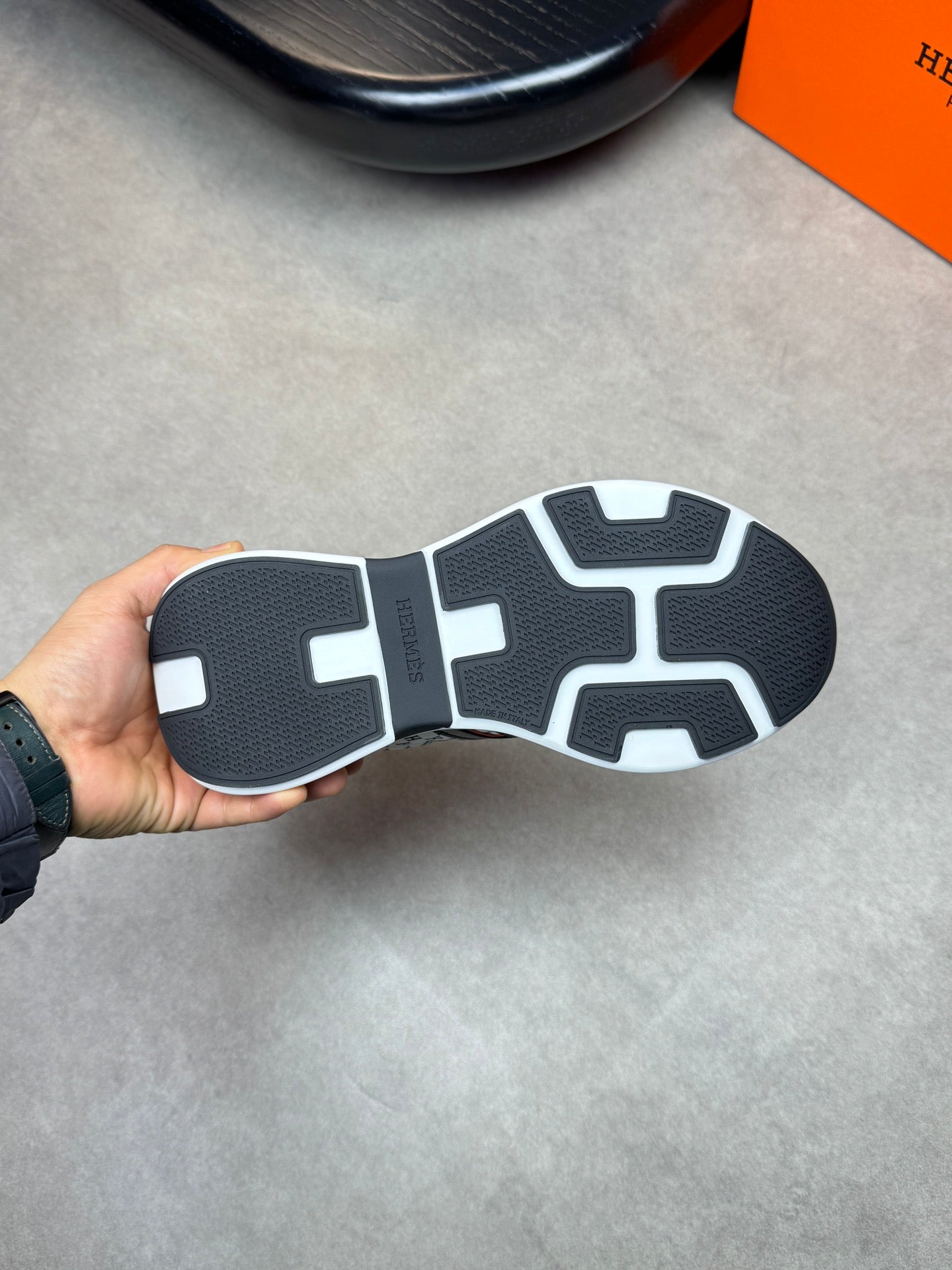 HM Men's Sneaker Black White Calfskin 581691