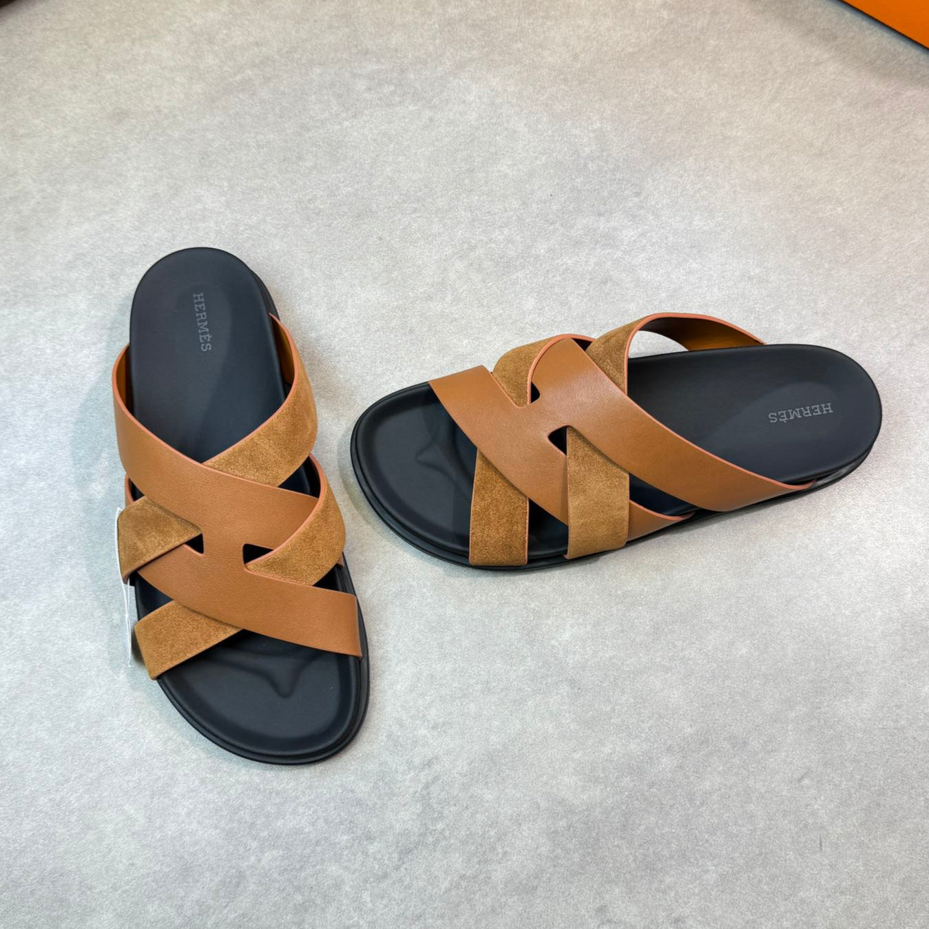 HM Men's Kazimir Slide Brown Calfskin Suede 603170