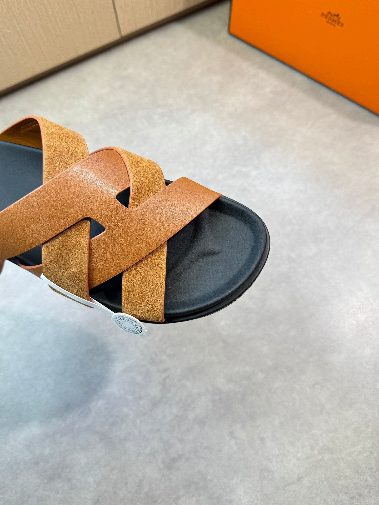 HM Men's Kazimir Slide Brown Calfskin Suede 603170