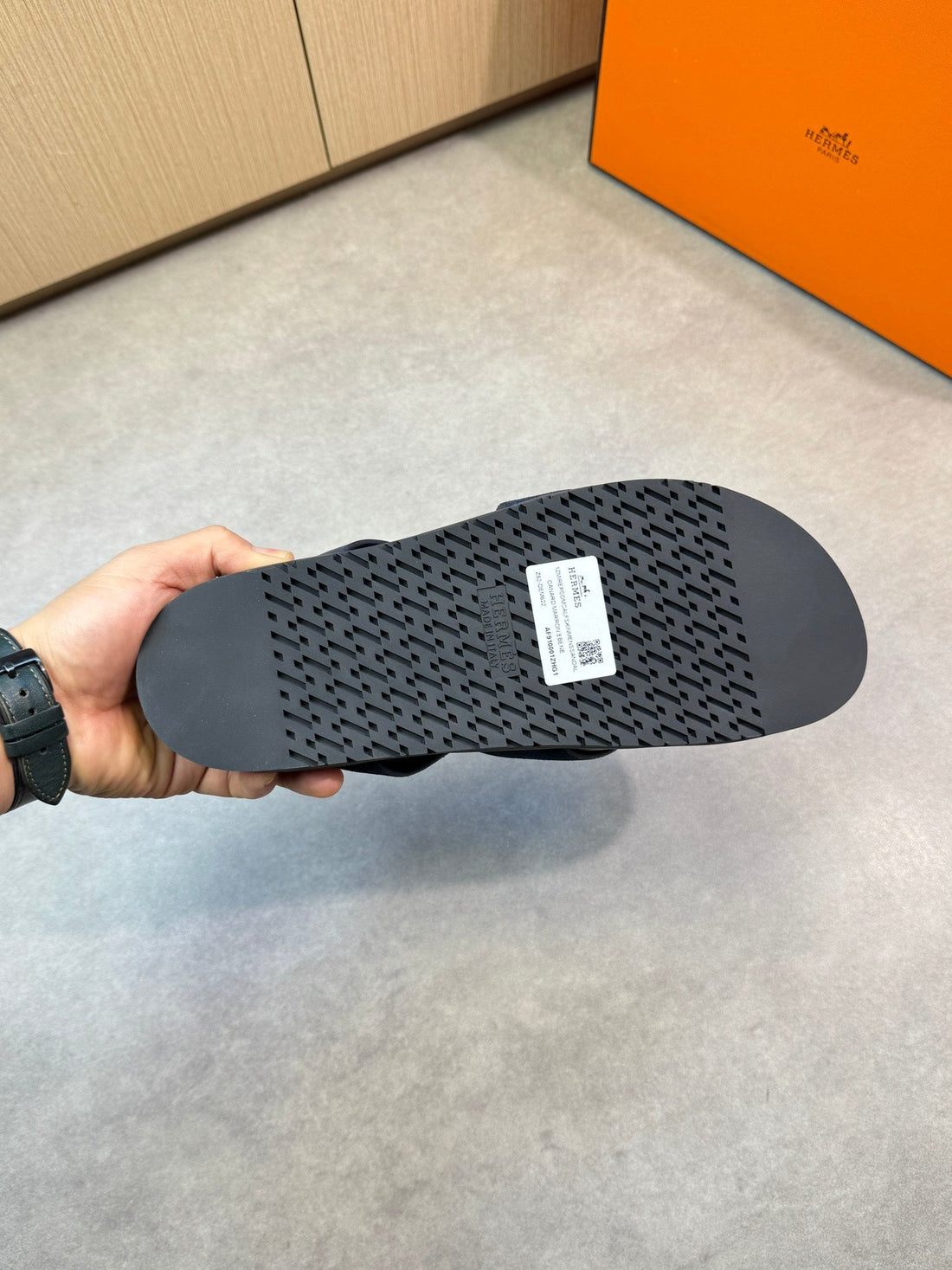 HM Men's Kazimir Slide Navy Blue Calfskin Suede 603171