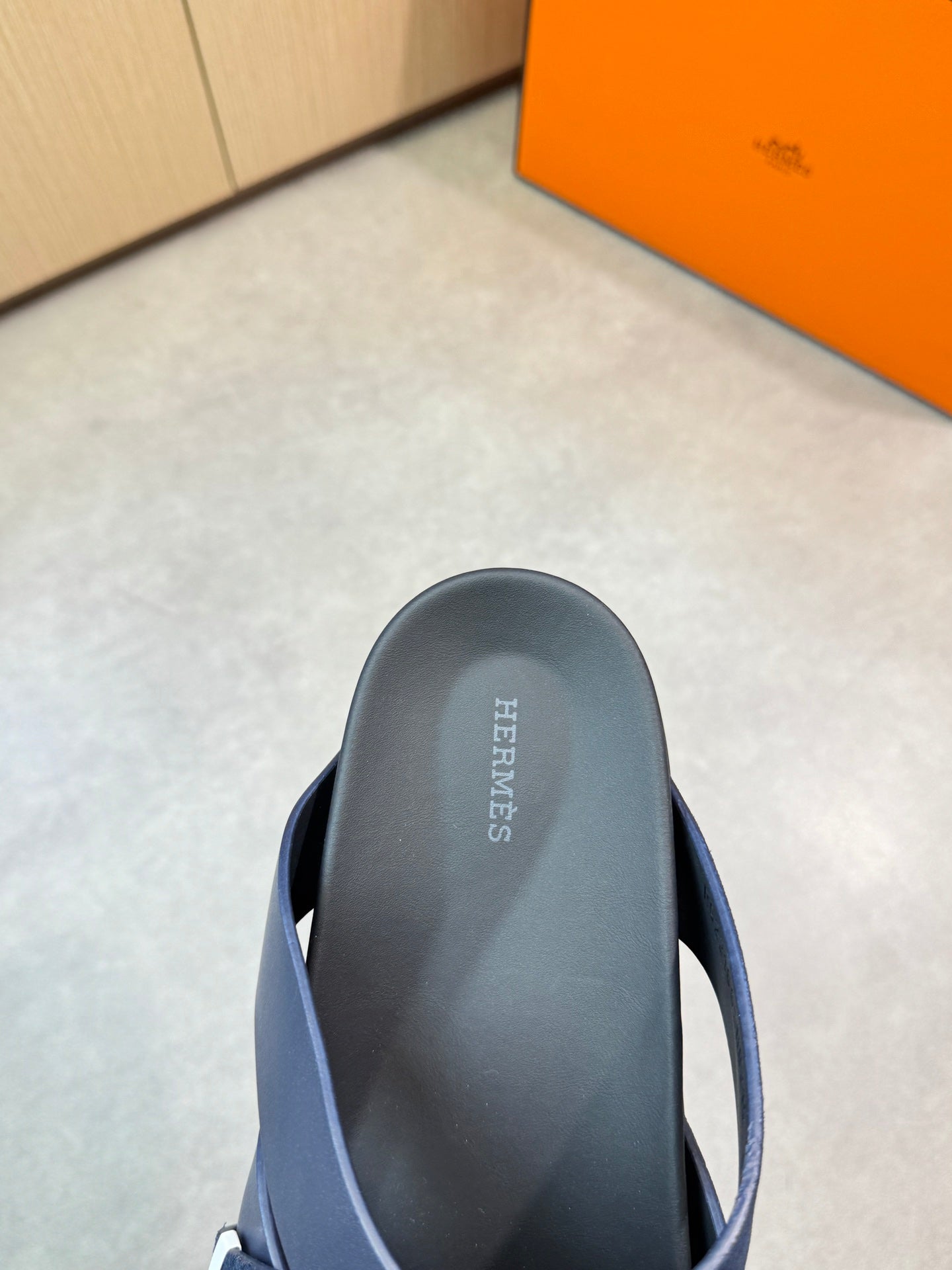 HM Men's Kazimir Slide Navy Blue Calfskin Suede 603171