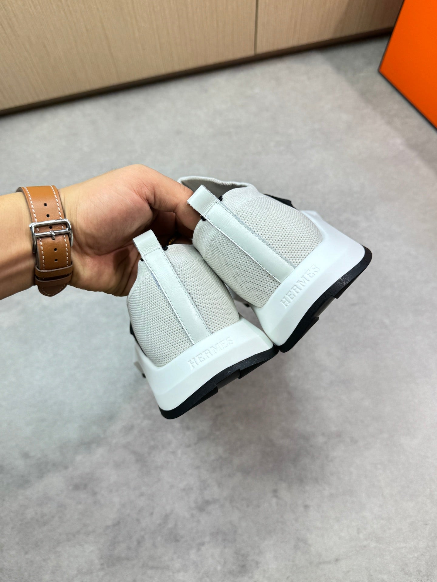 HM Men's Slip on Sneaker Black Knitted Fabric 643377