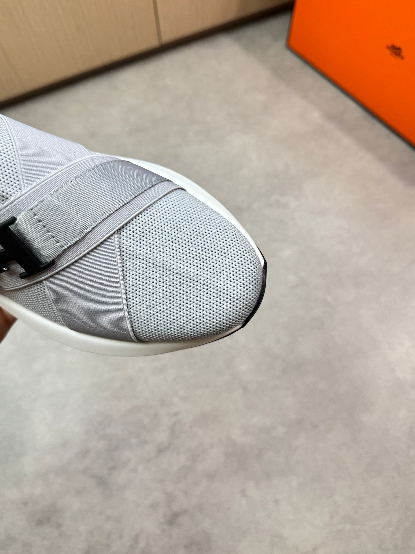 HM Men's Slip on Sneaker Grey Knitted Fabric 643379