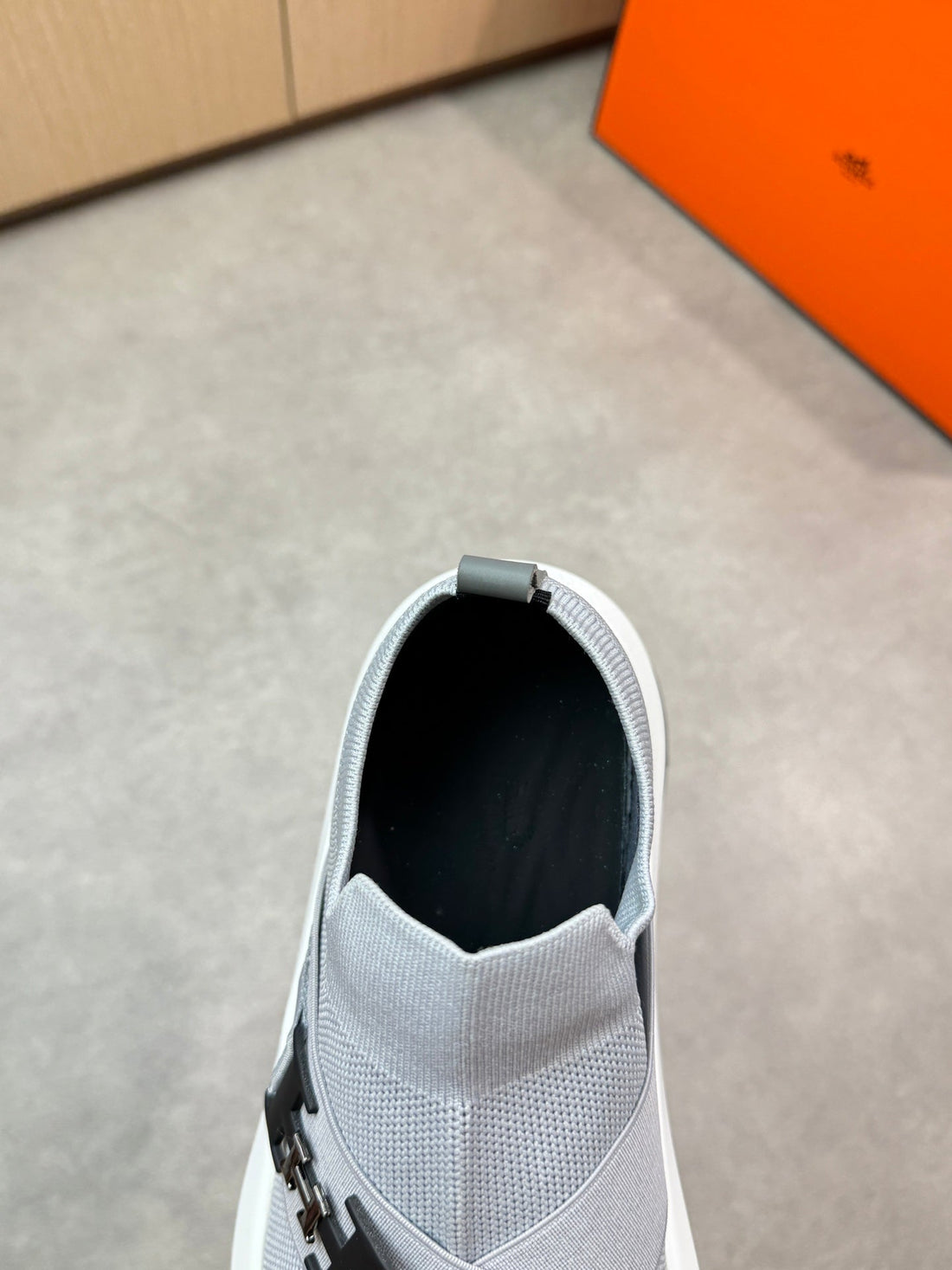 HM Men's Slip on Sneaker Grey Knitted Fabric 643379