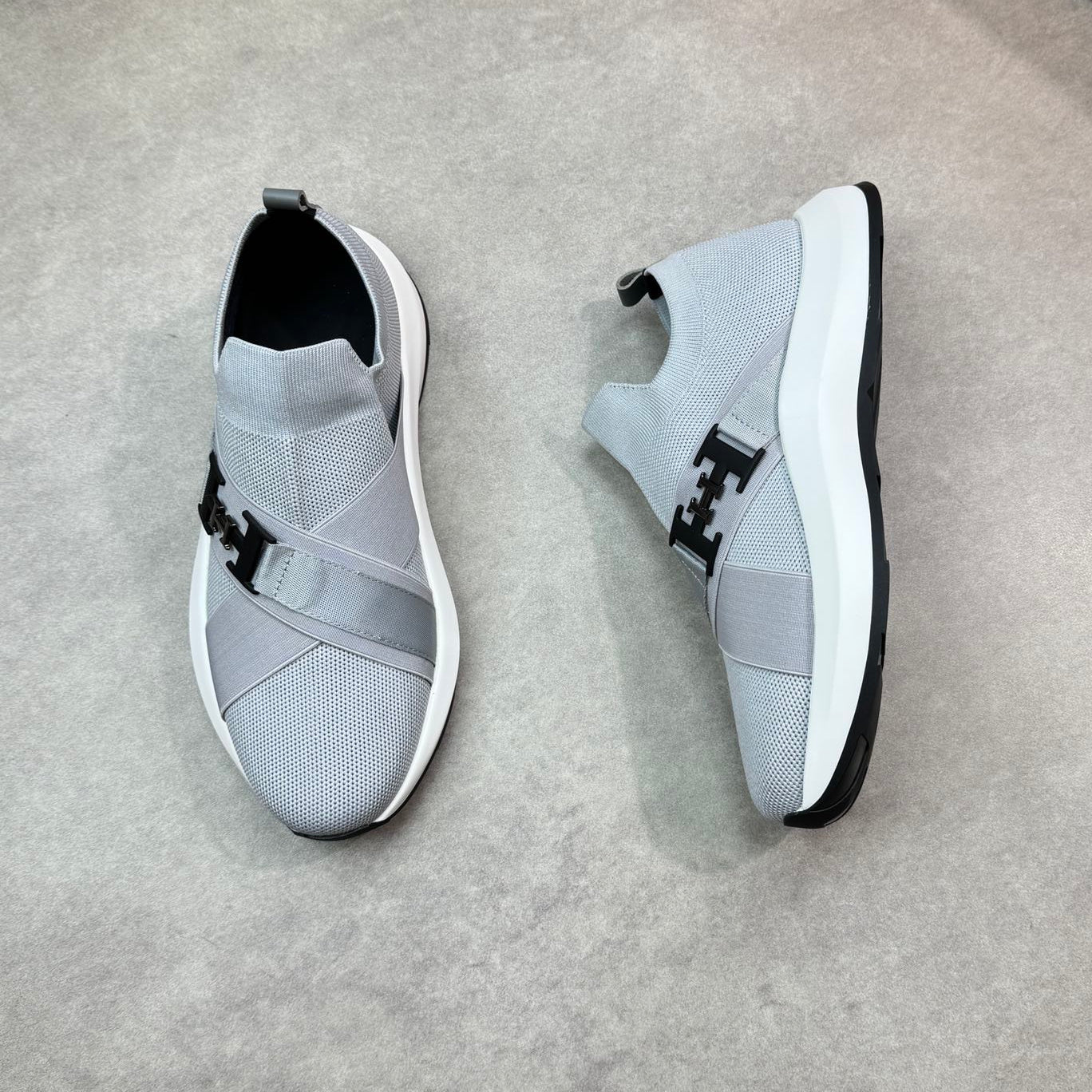 HM Men's Slip on Sneaker Grey Knitted Fabric 643379