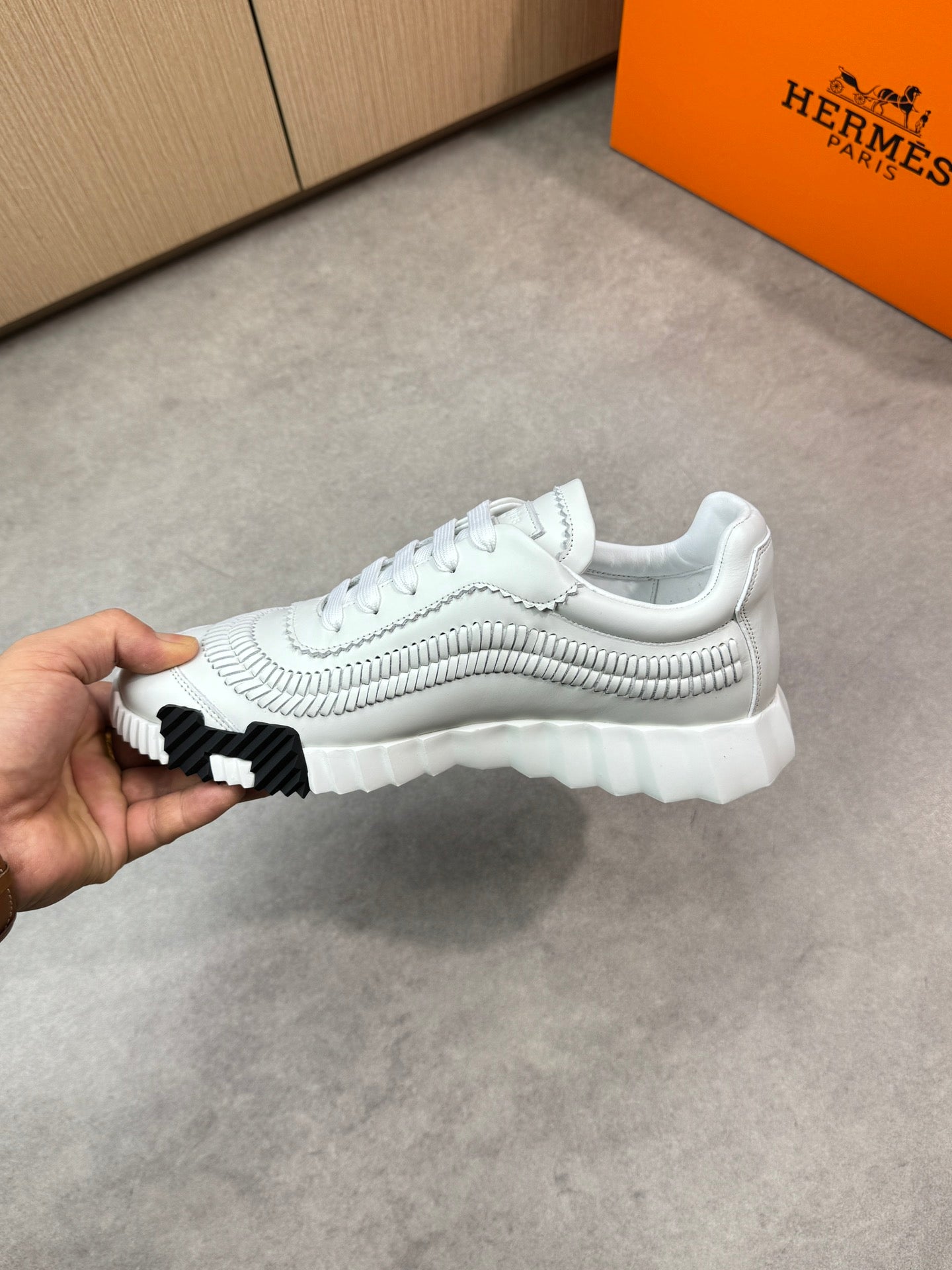 HM Men's Bouncing Sneaker White Calfskin 696026