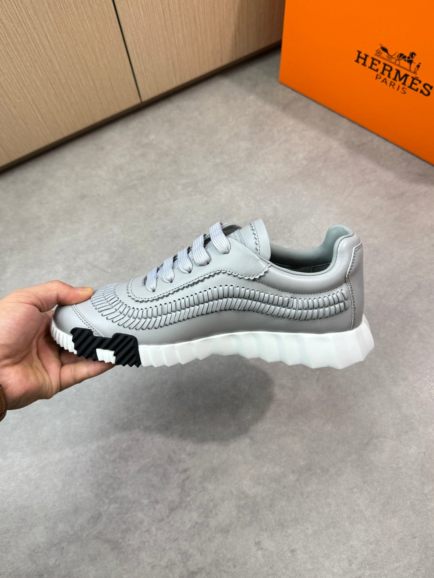 HM Men's Bouncing Sneaker Grey Calfskin 696027