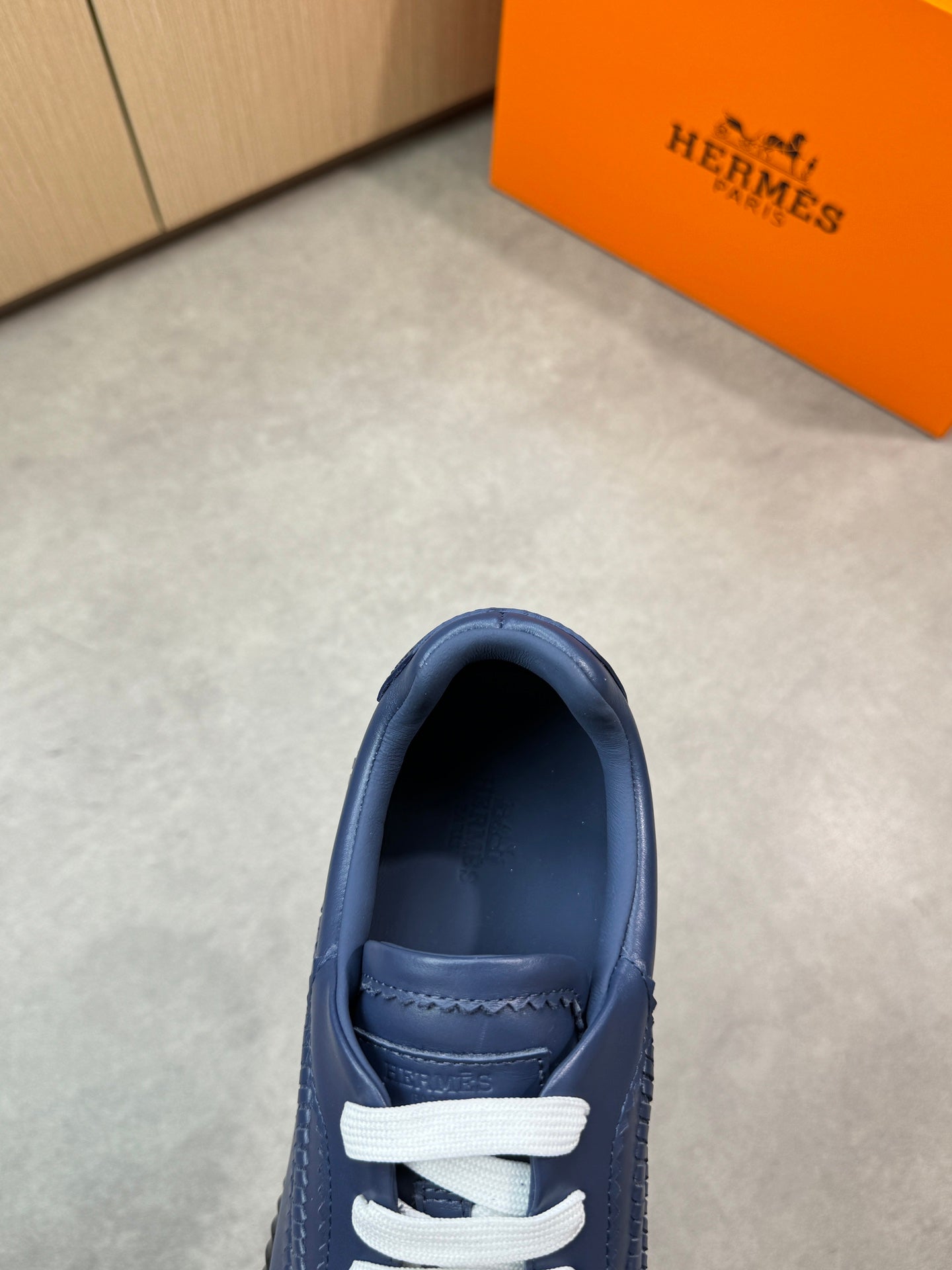 HM Men's Bouncing Sneaker Navy Blue Calfskin 696028