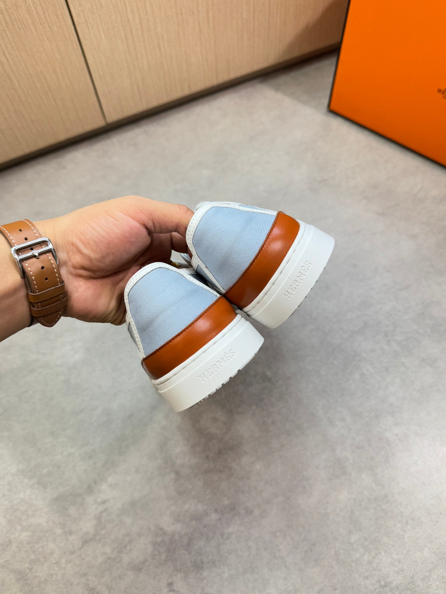 HM Men's Get Sneaker Blue Denim Calfskin 696207