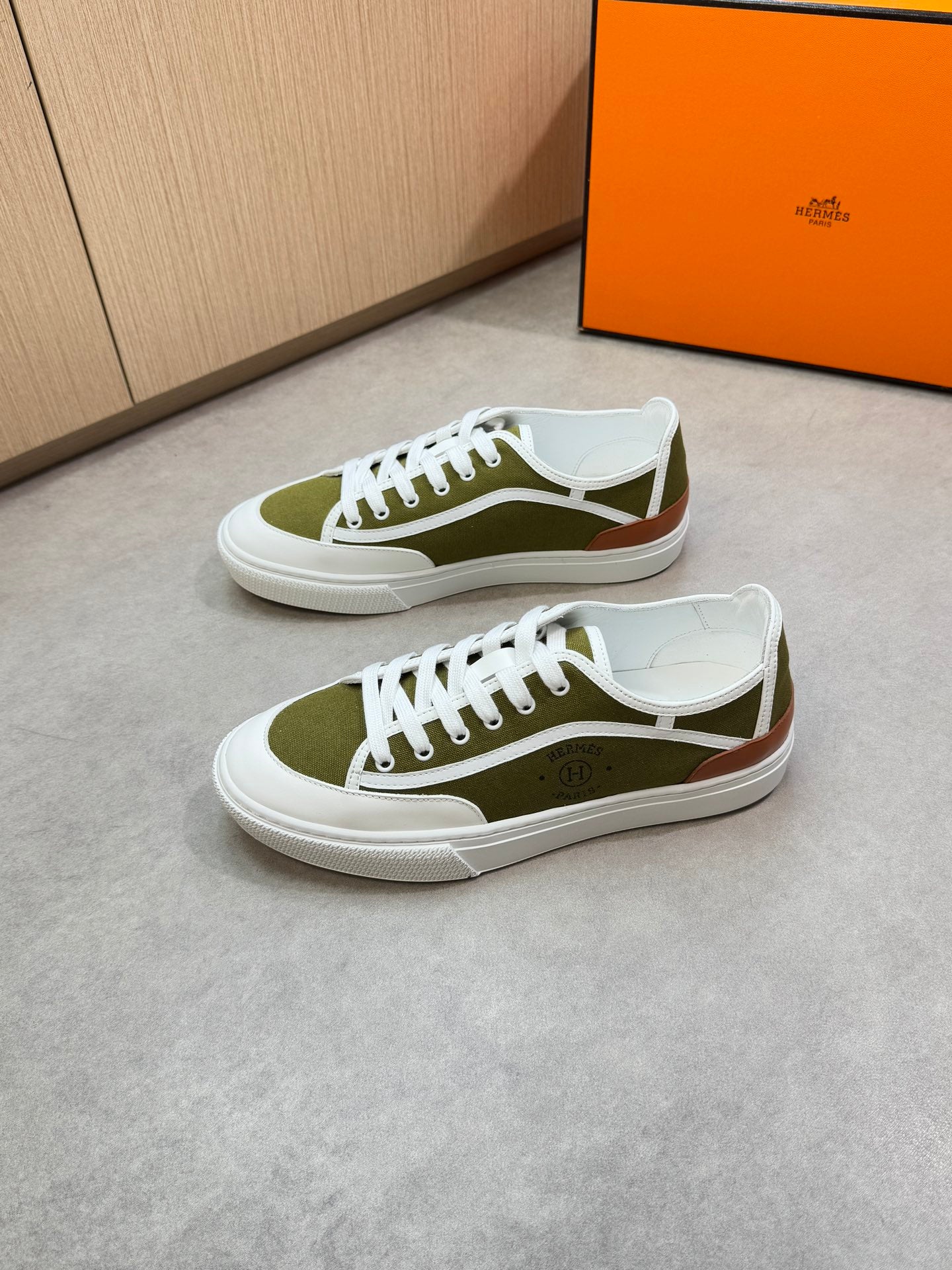 HM Men's Get Sneaker Green Denim Calfskin 696208