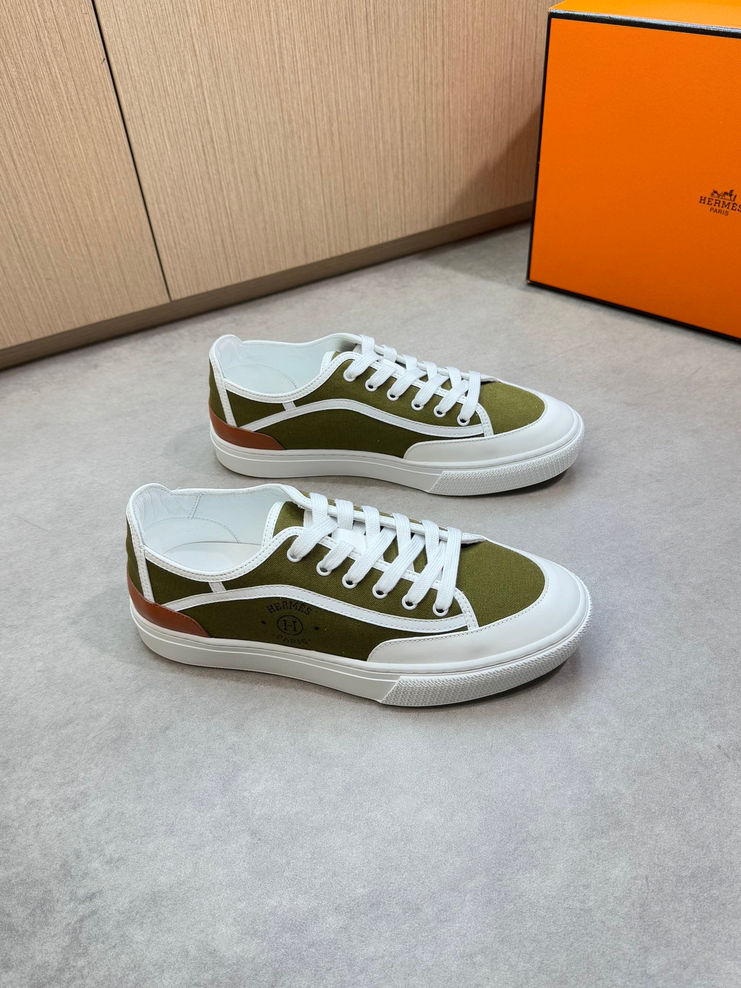 HM Men's Get Sneaker Green Denim Calfskin 696208