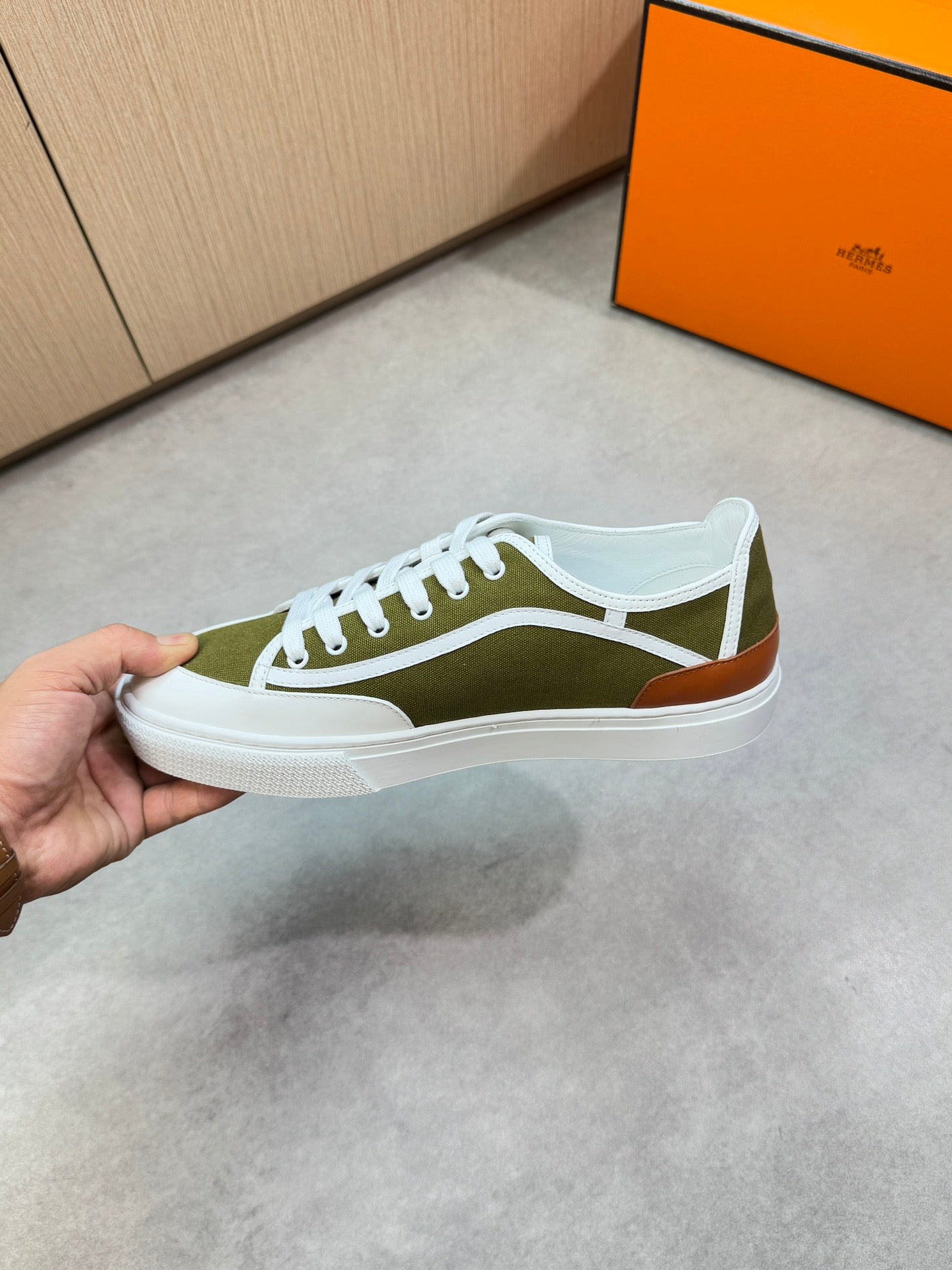 HM Men's Get Sneaker Green Denim Calfskin 696208