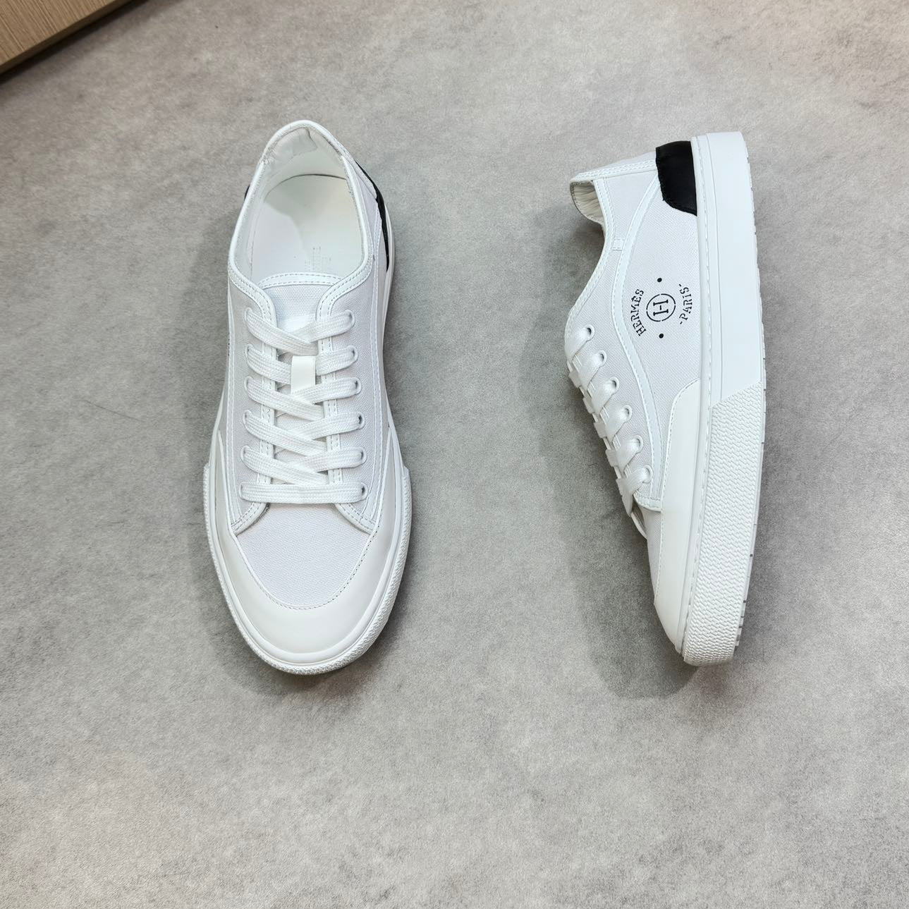 HM Men's Get Sneaker White Denim Calfskin 696209