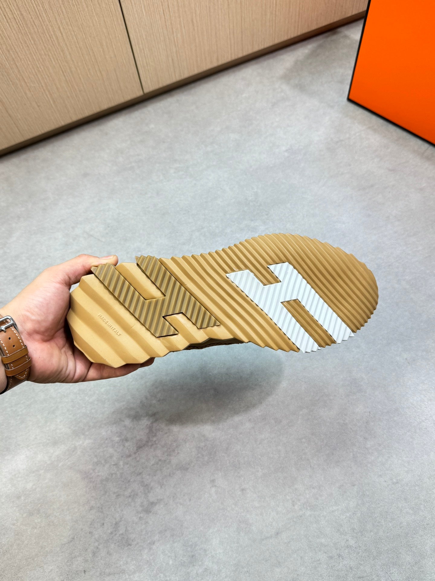 HM Men's Bouncing Sneaker Light Brown Calfskin 708235