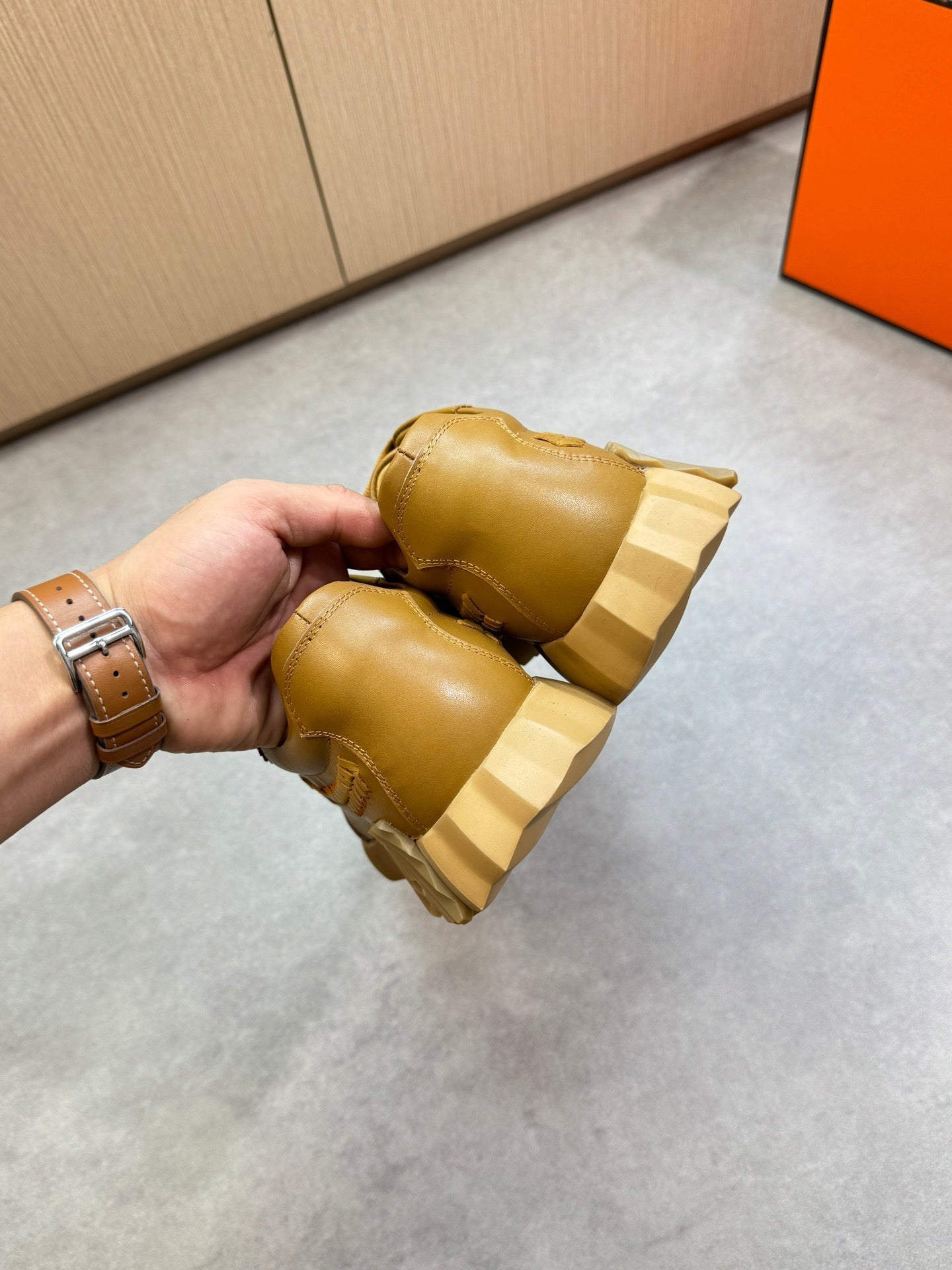 HM Men's Bouncing Sneaker Light Brown Calfskin 708235