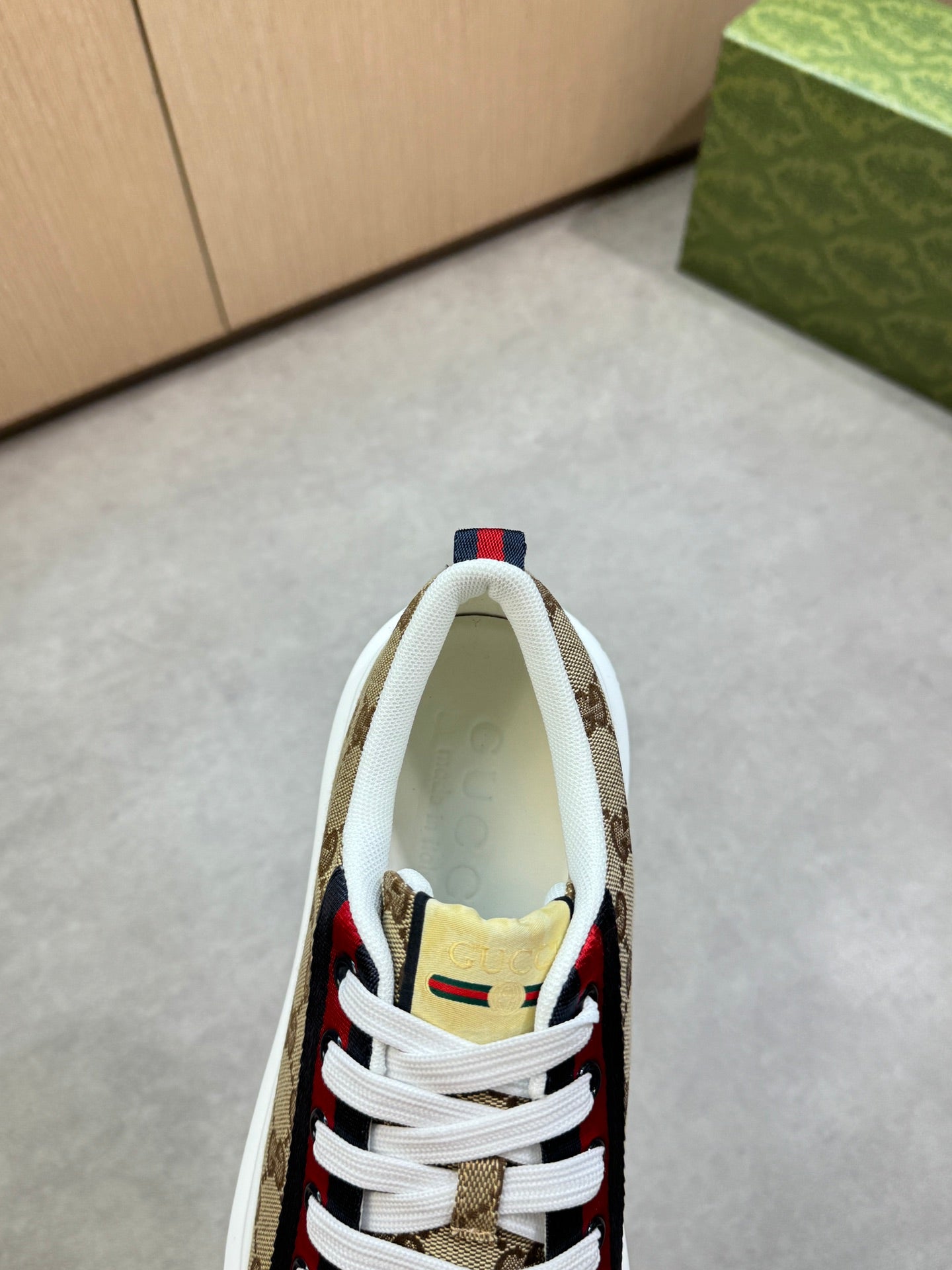 GG Men's Web Sneaker Brown Canvas 722443