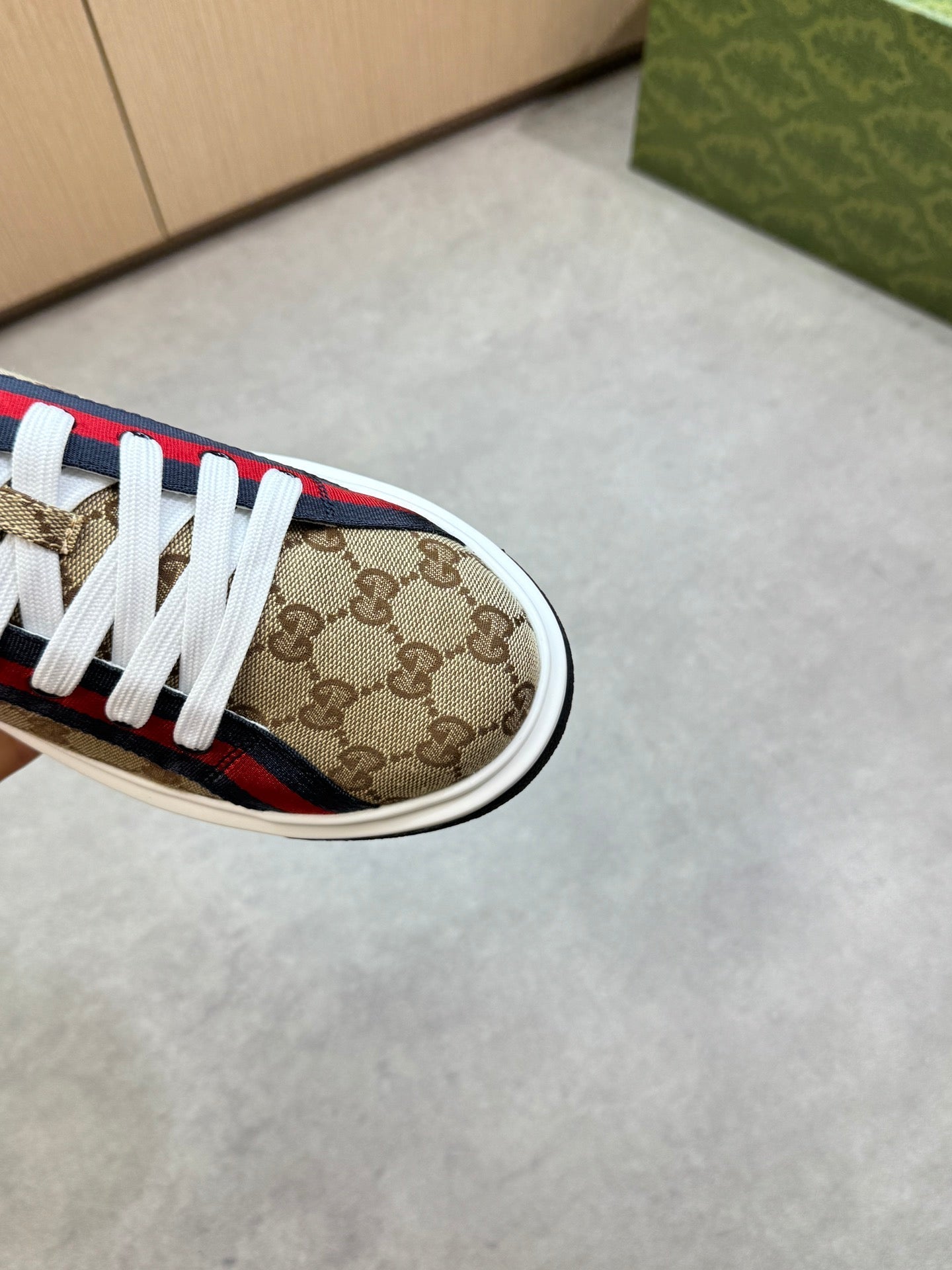 GG Men's Web Sneaker Brown Canvas 722443