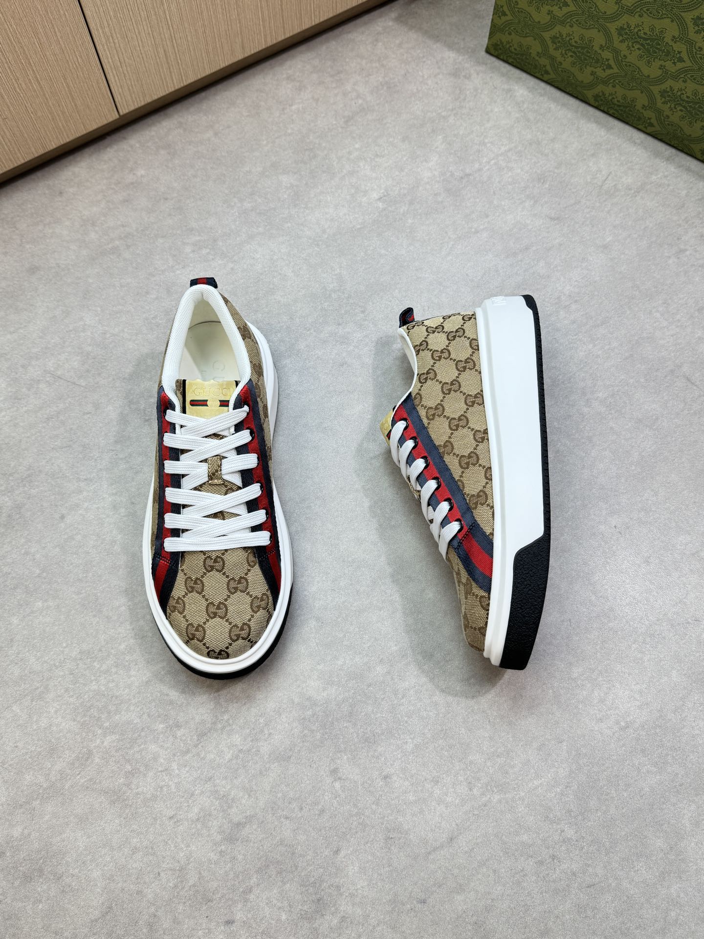 GG Men's Web Sneaker Brown Canvas 722443