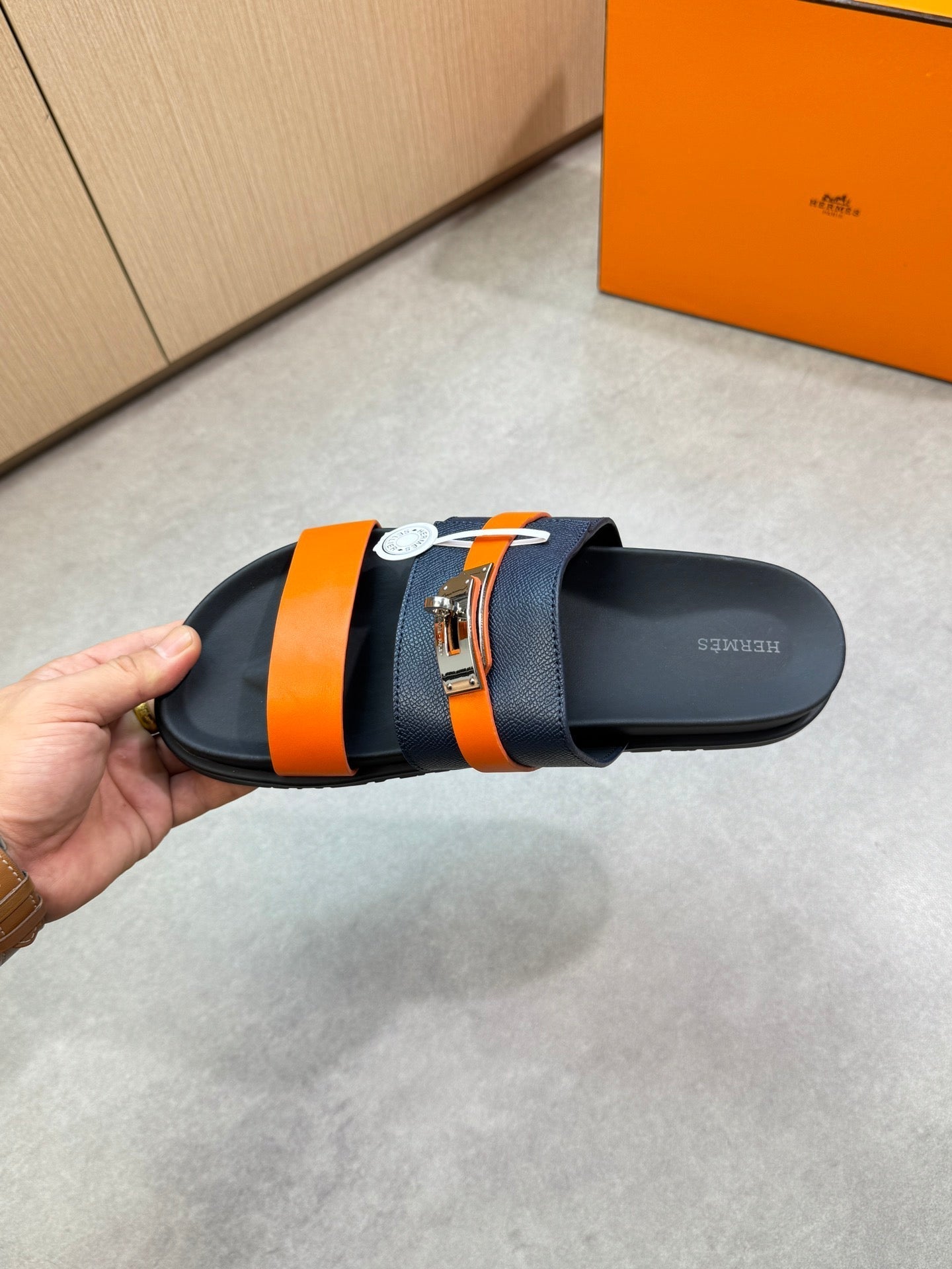 HM Men's Jackson Sandals Blue Orange Calfskin 722035