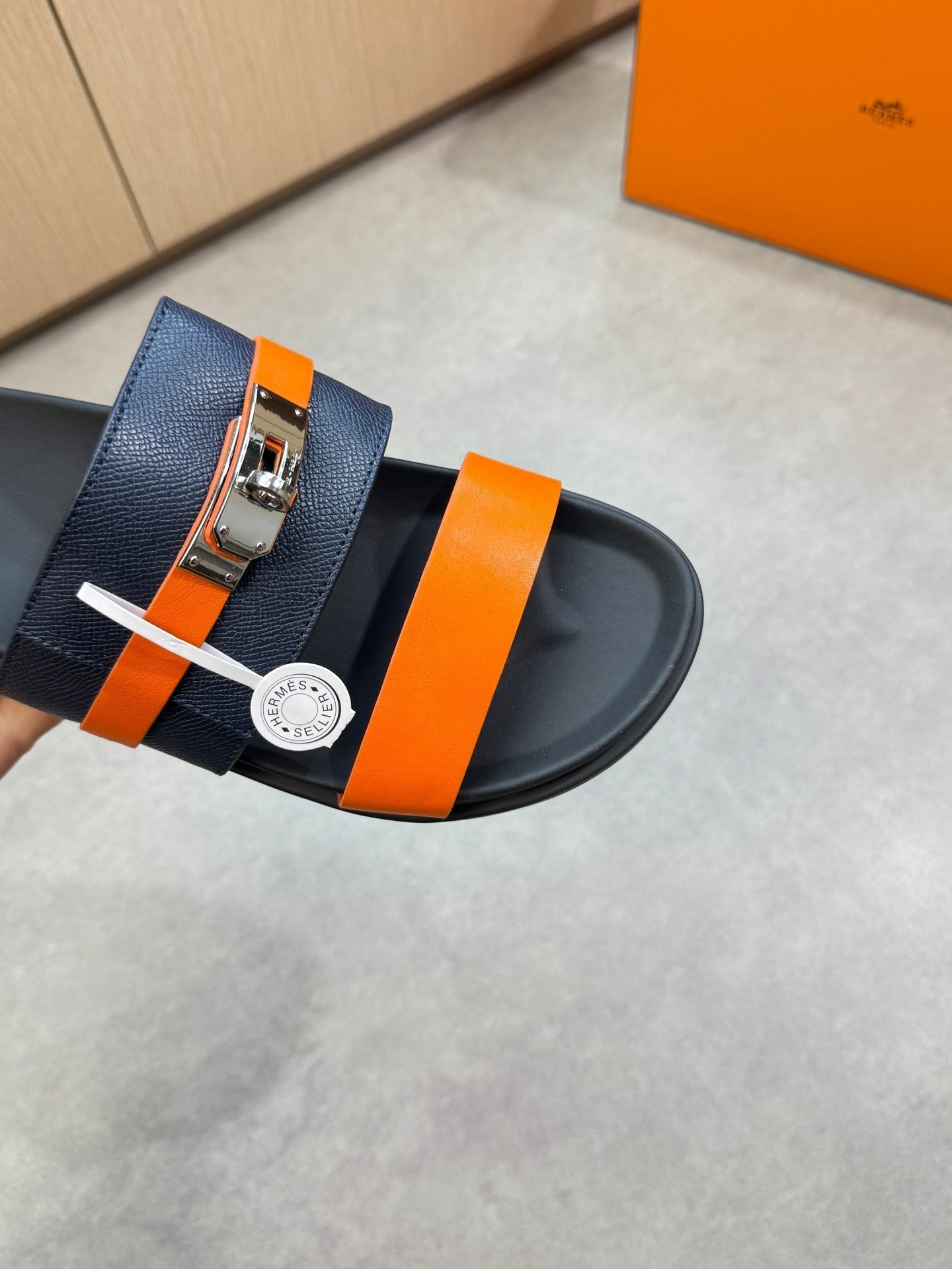 HM Men's Jackson Sandals Blue Orange Calfskin 722035