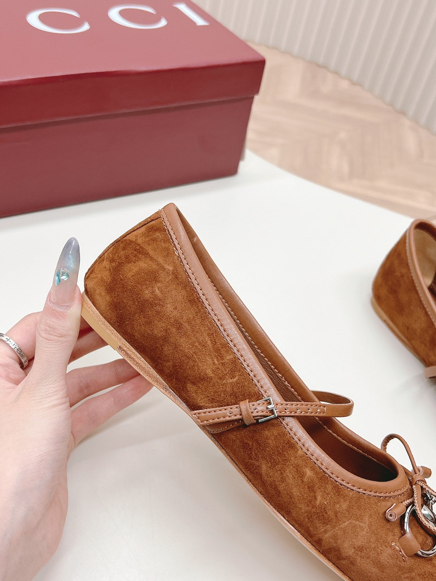 GG BALLET FLAT BROWN SUEDE