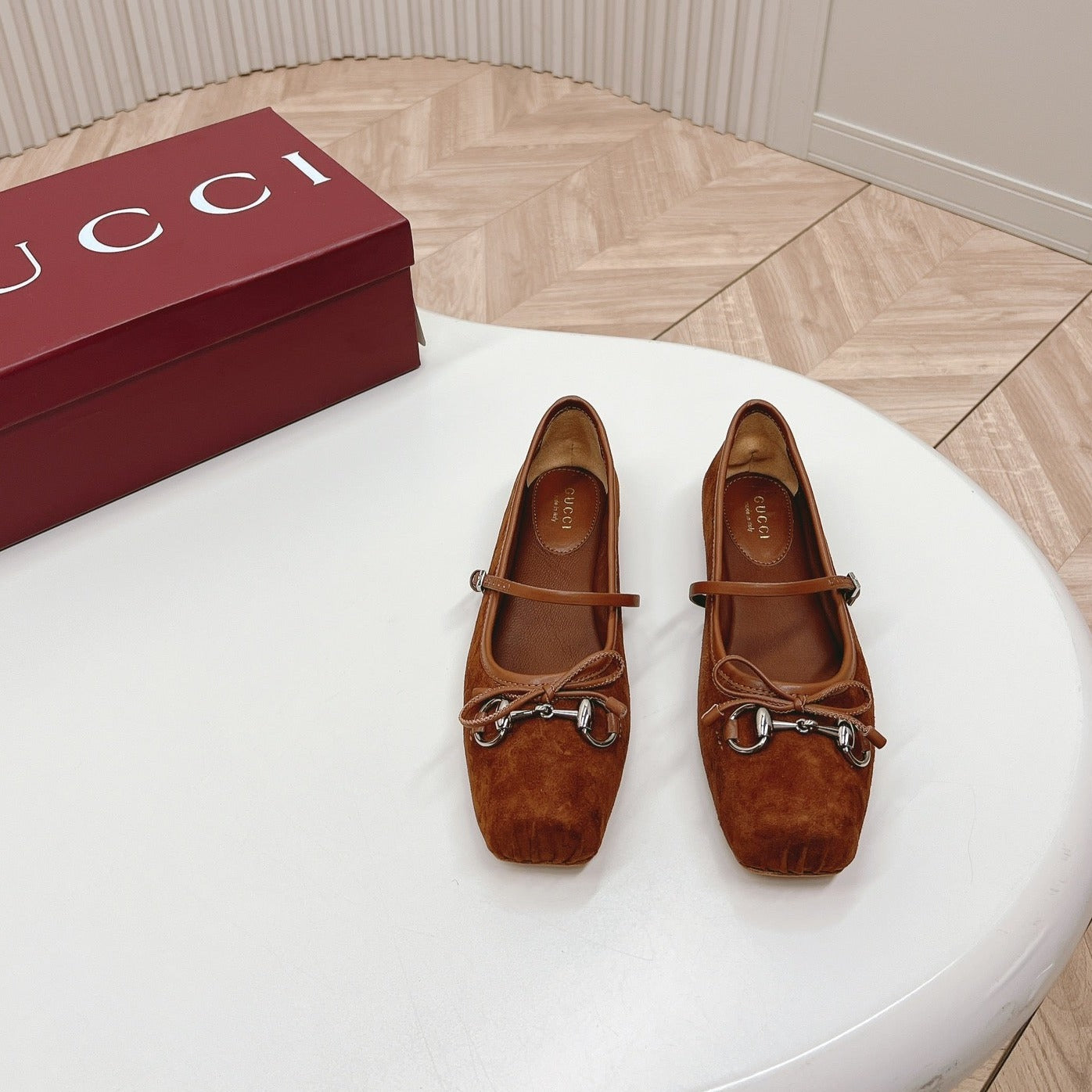 GG BALLET FLAT BROWN SUEDE