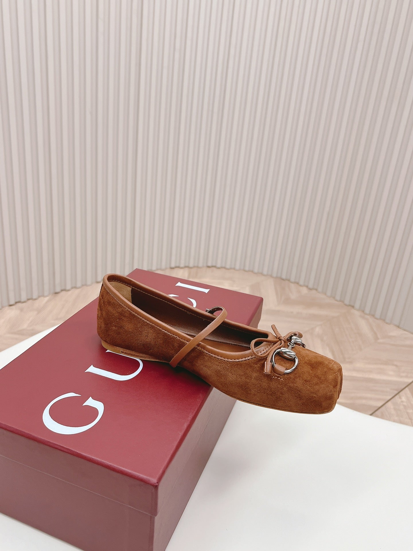 GG BALLET FLAT BROWN SUEDE