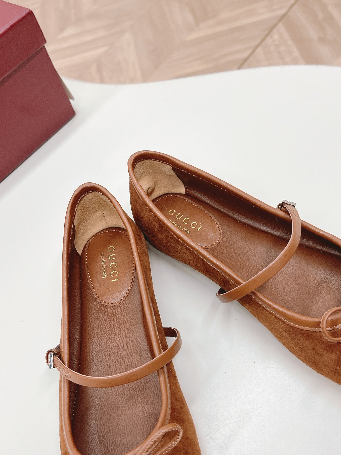 GG BALLET FLAT BROWN SUEDE