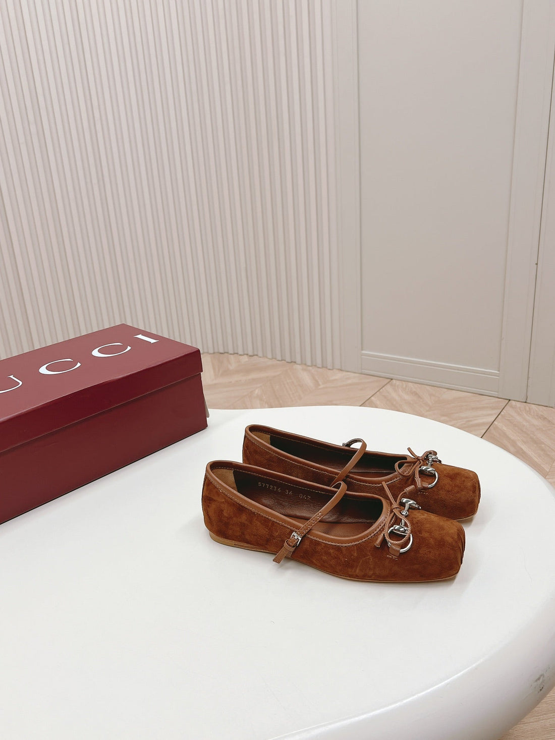 GG BALLET FLAT BROWN SUEDE