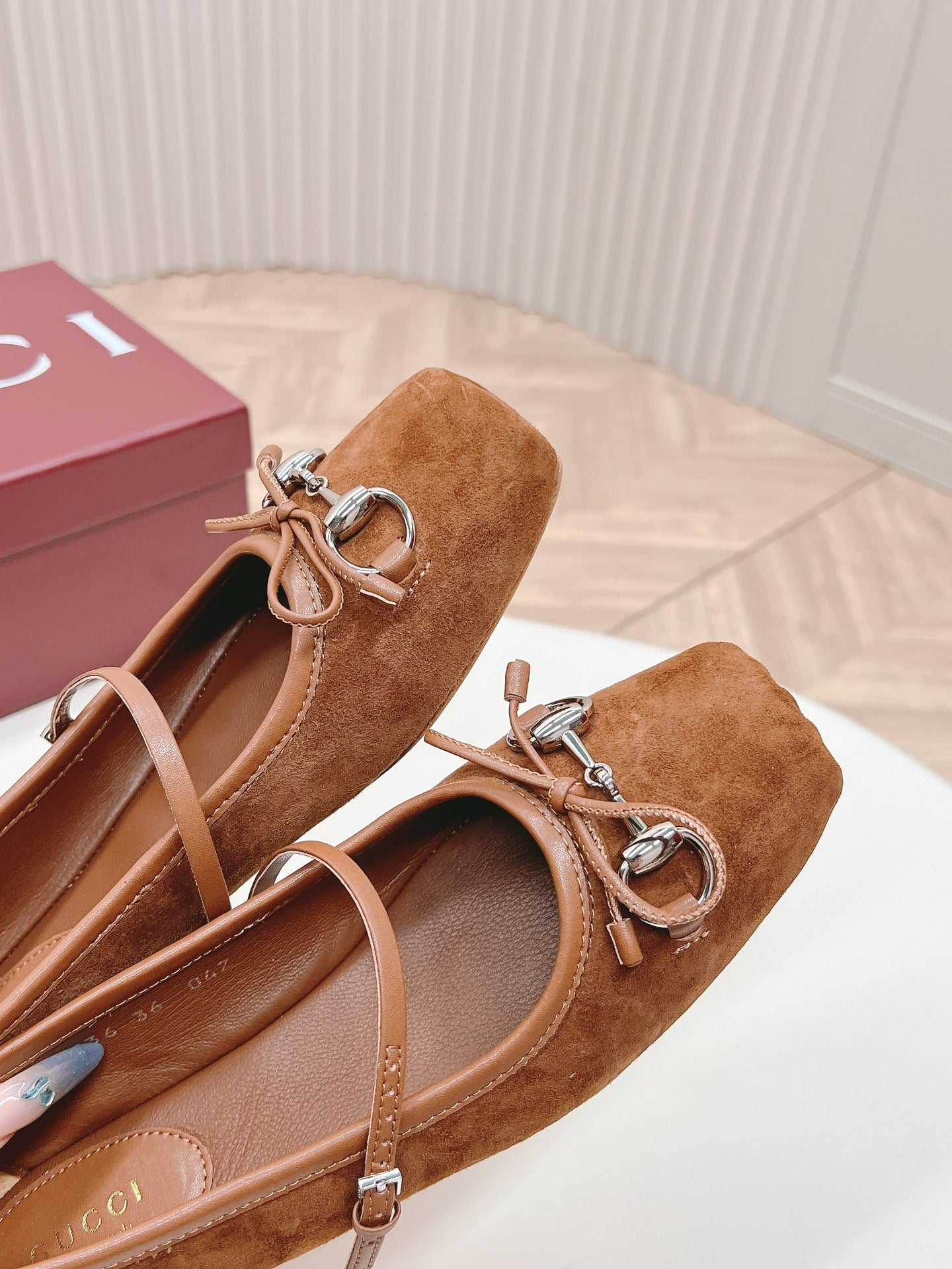 GG BALLET FLAT BROWN SUEDE