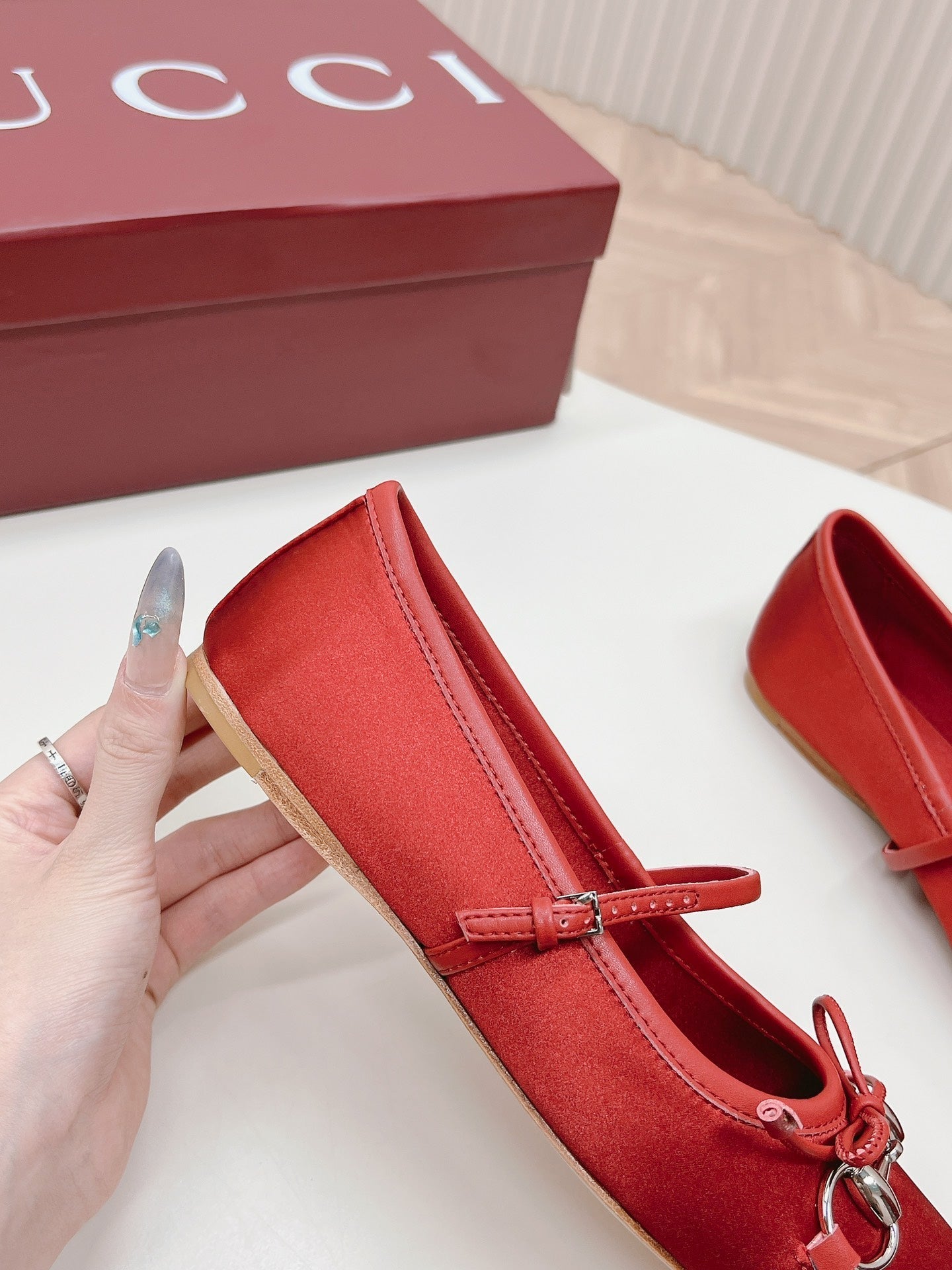 GG BALLET FLAT CRIMSON SILK