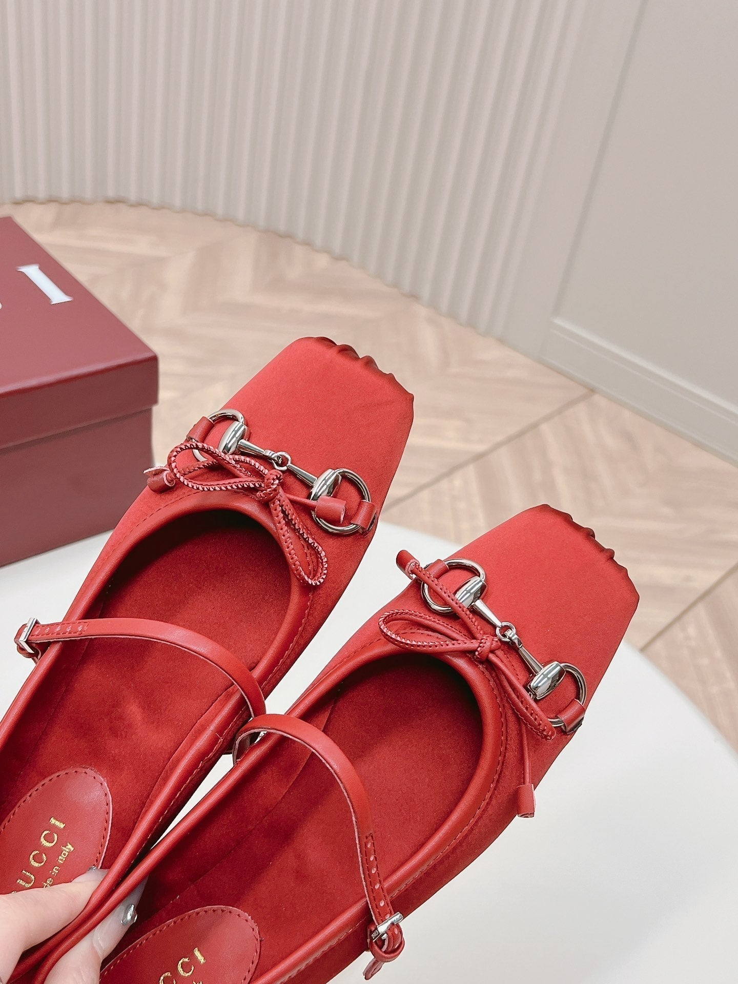 GG BALLET FLAT CRIMSON SILK