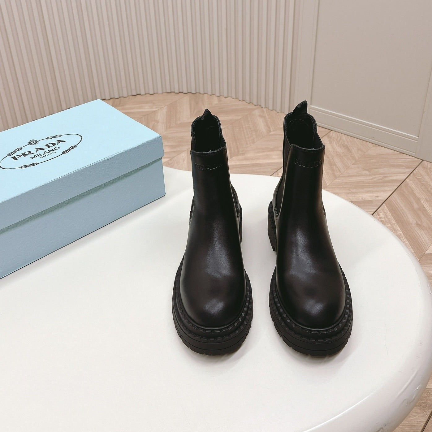 PRA BRUSHED BOOTIES BLACK CALFSKIN