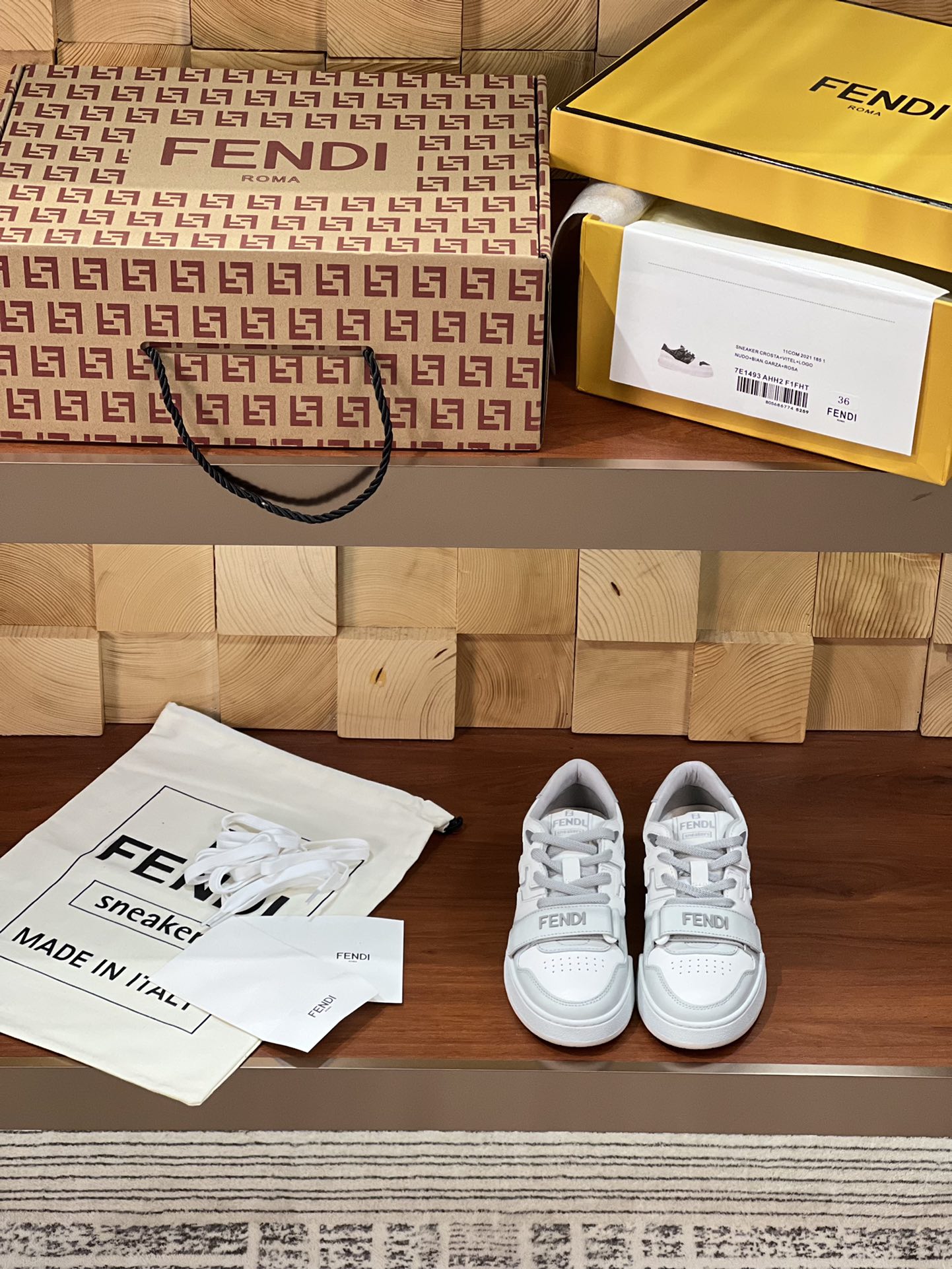 FENDI MATCH IN WHITE MIX LIGHT GREY CALFSKIN