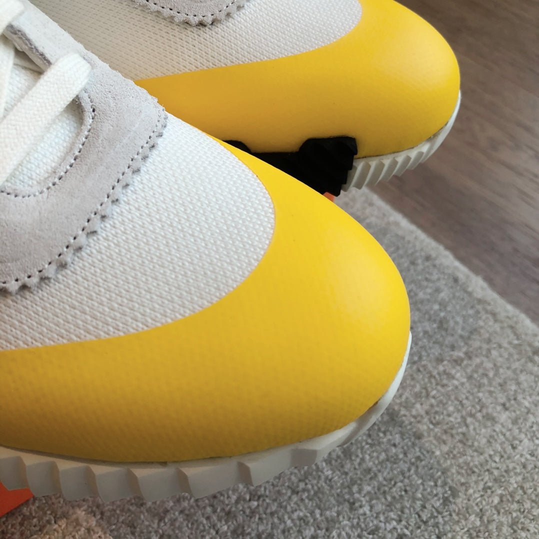 HM Men's 25 Bouncing Sneaker White Yellow Mesh Cowhide 639249