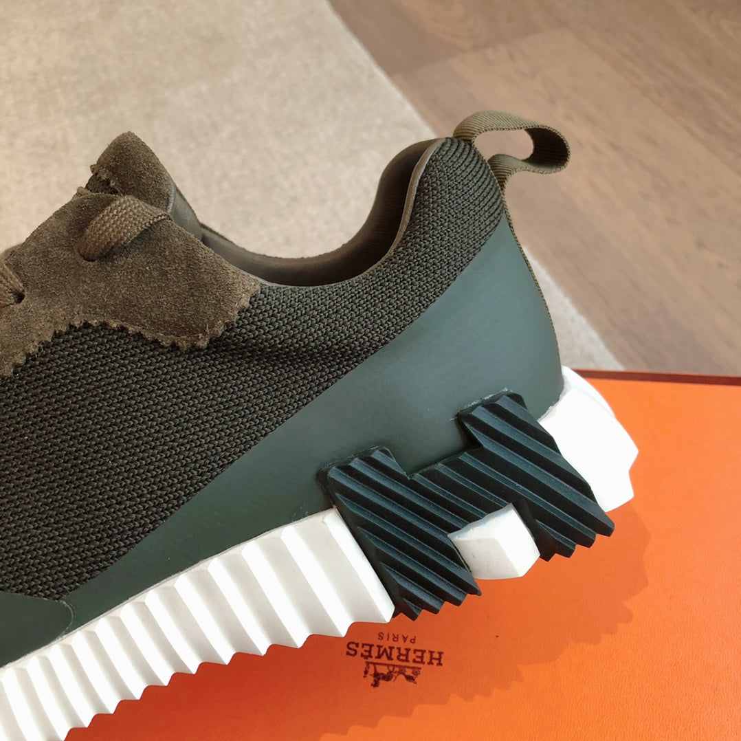 HM Men's 25 Bouncing Sneaker Dark Green Mesh Cowhide 639252