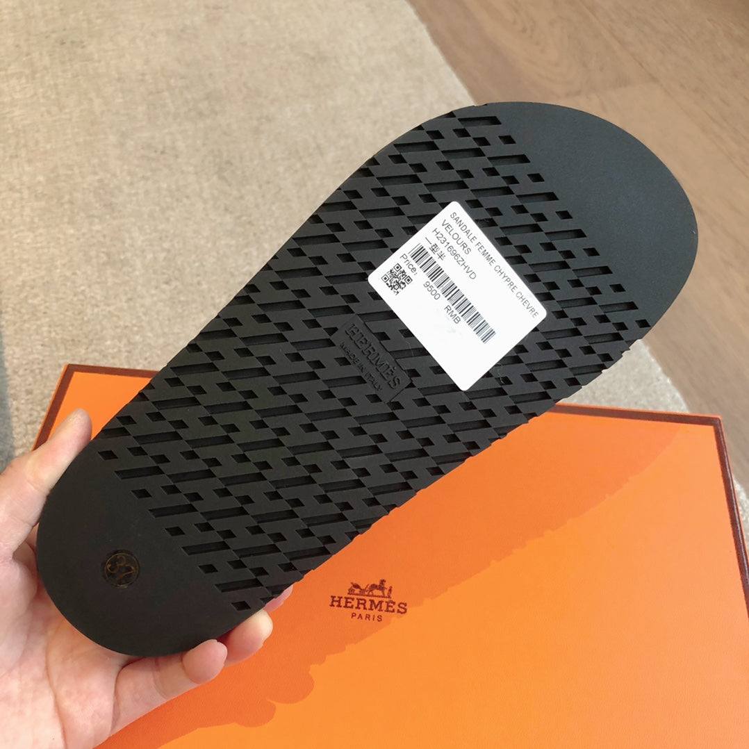 Empire Sandal Peach Lambskin Suede Goatskin